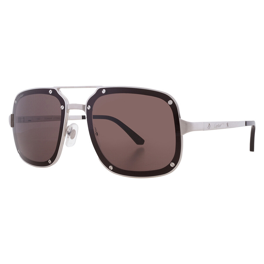 Cartier Santos de Cartier Grey Navigator Men's Sunglasses CT0194S 001 58 - 2