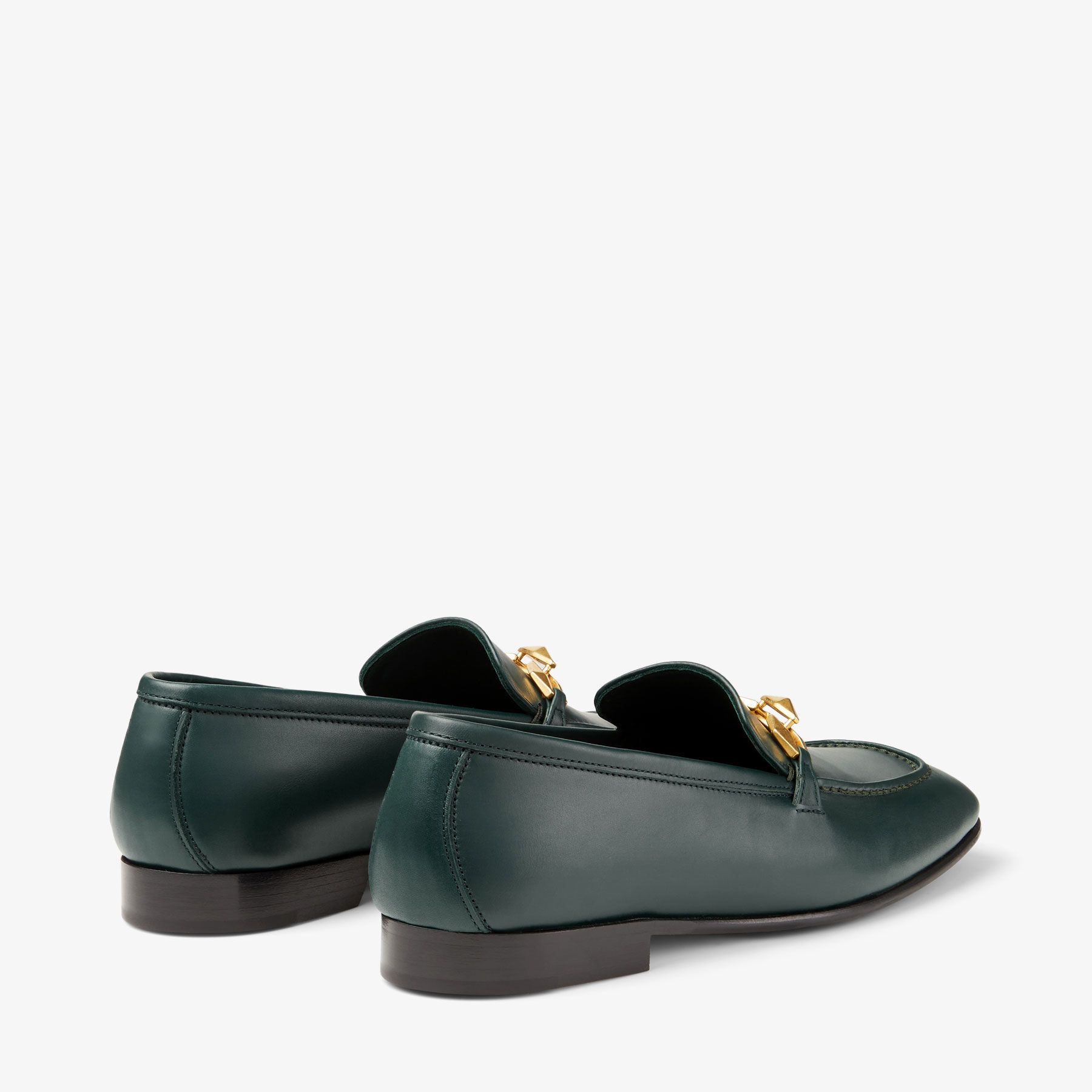 Diamond Tilda Loafer
Dark Green Calf Leather Loafers with Diamond Chain - 5