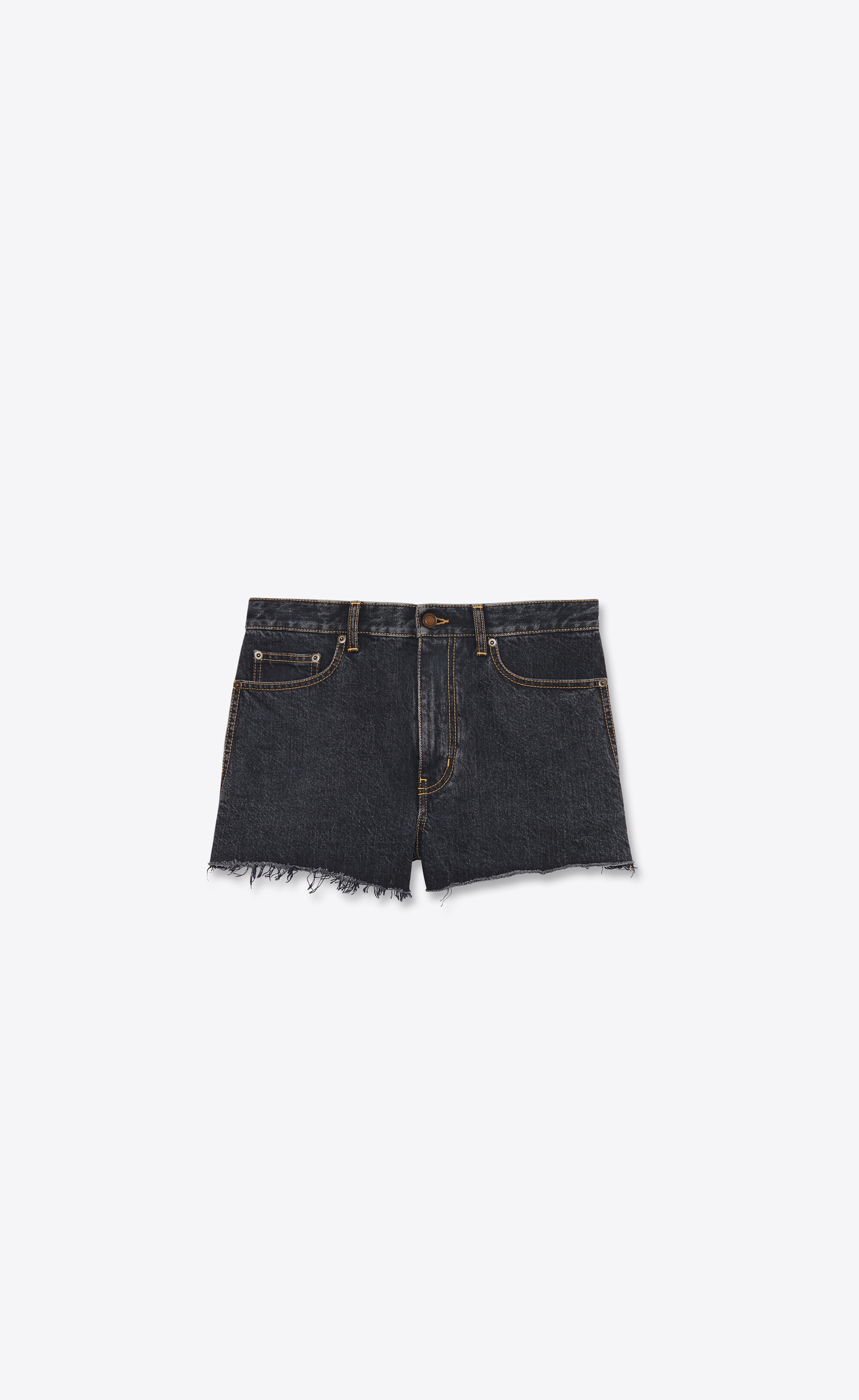 baggy shorts in charcoal grey denim - 1