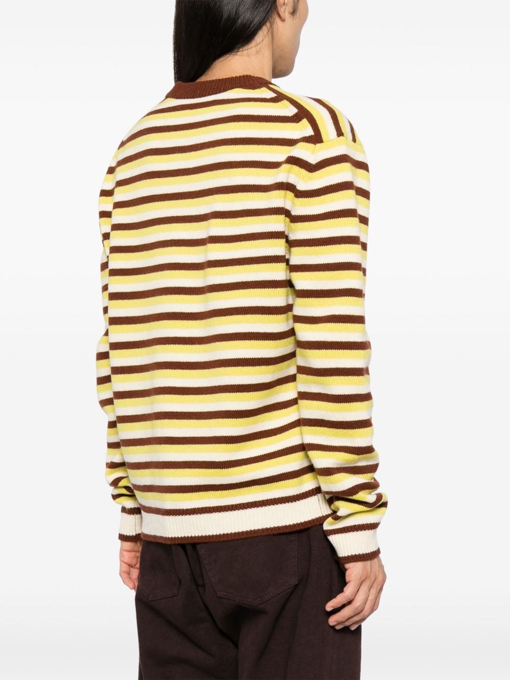 Fox head intarsia striped jumper - 4