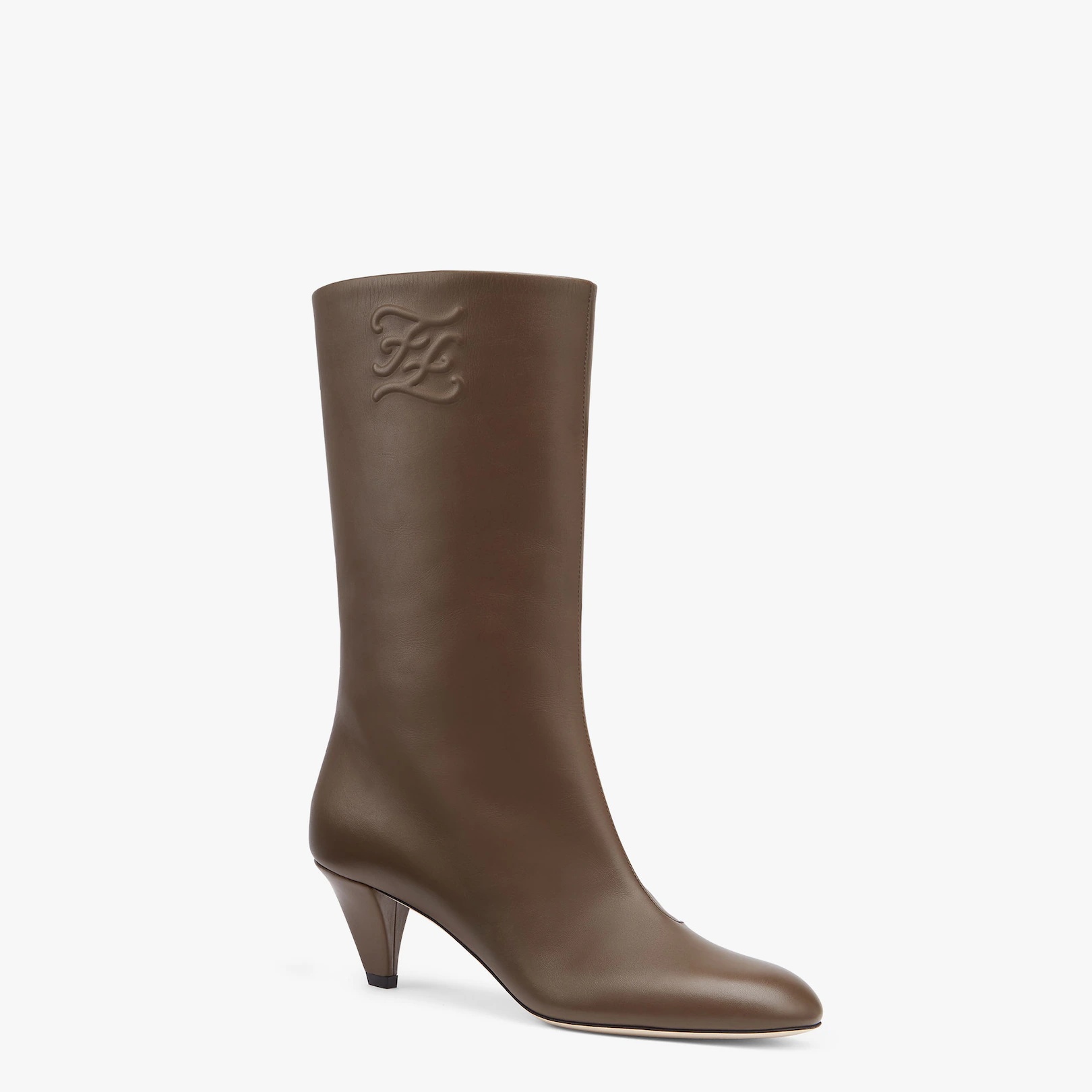 Brown leather boots with medium heel - 2