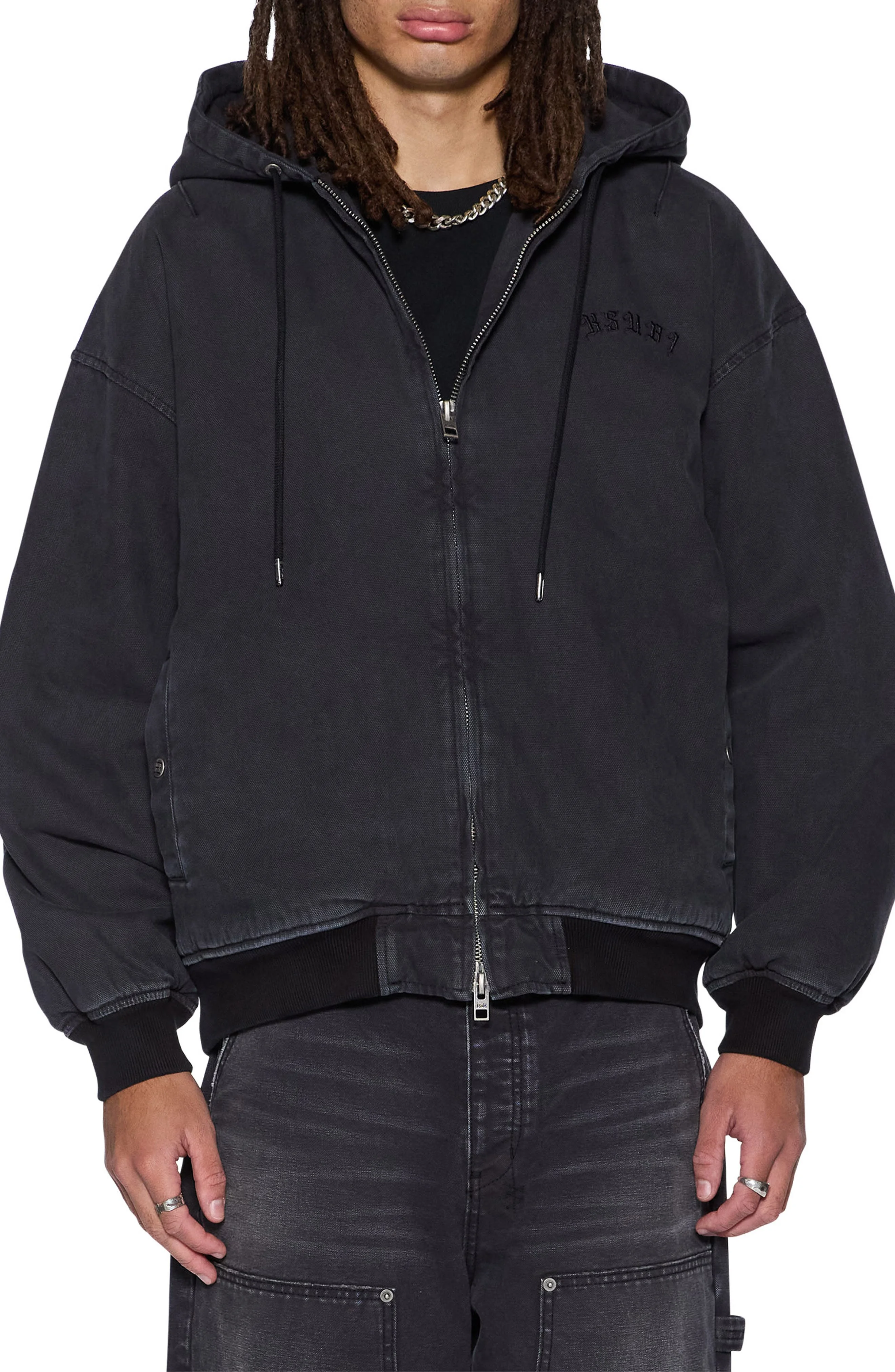 Ksubi Studded Logo Hooded Jacket in Black at Nordstrom - 1