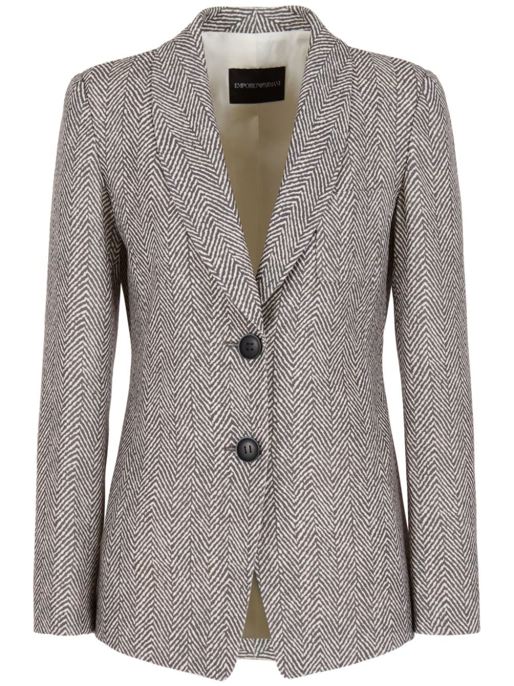 herringbone single-breasted blazer - 1