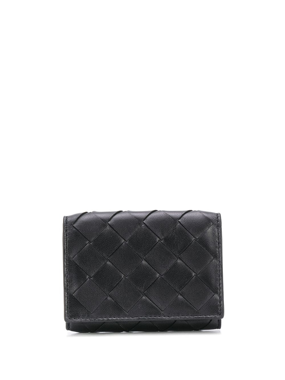 woven leather flap wallet - 1