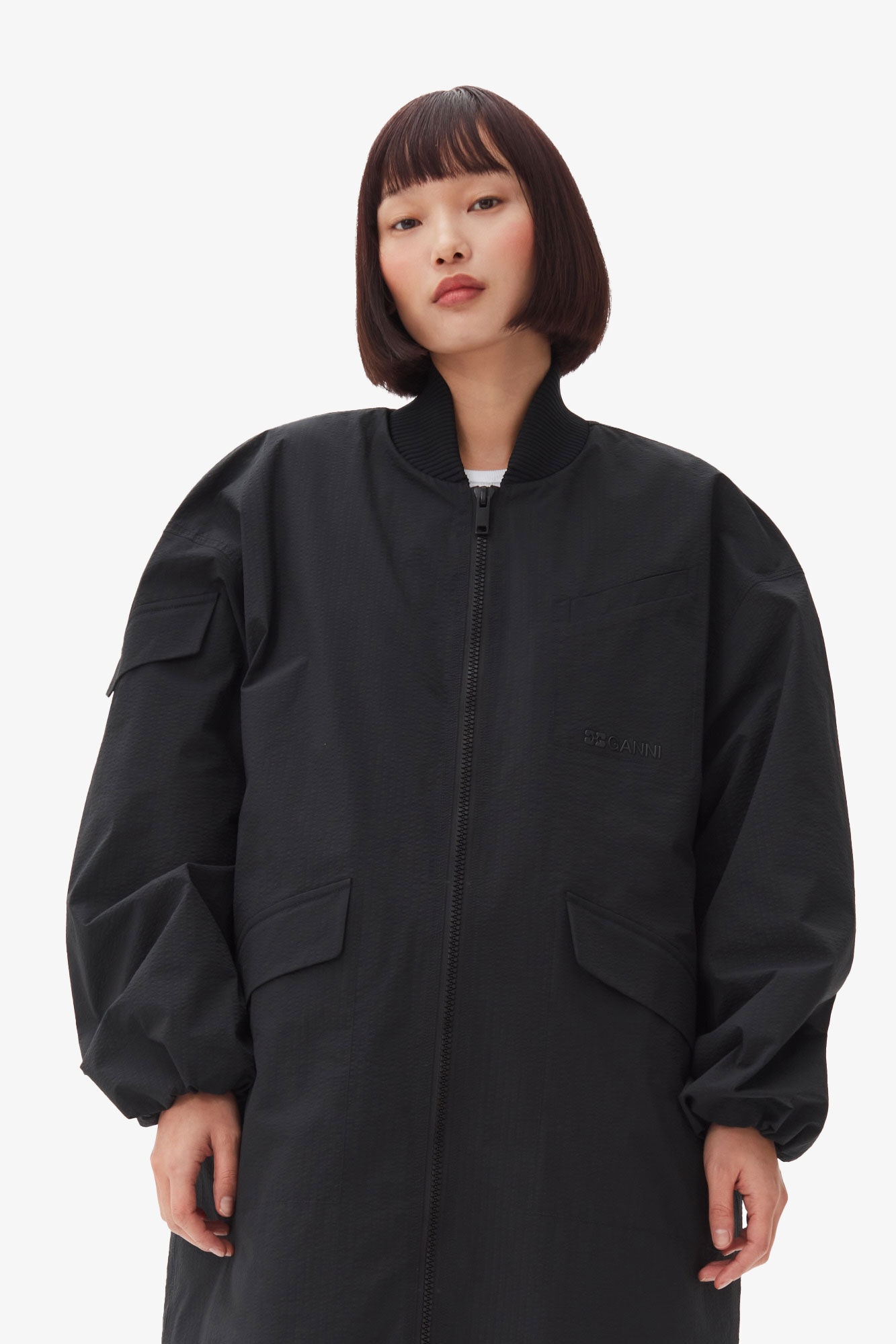 TECH SEERSUCKER OVERSIZED SHELL COAT - 3
