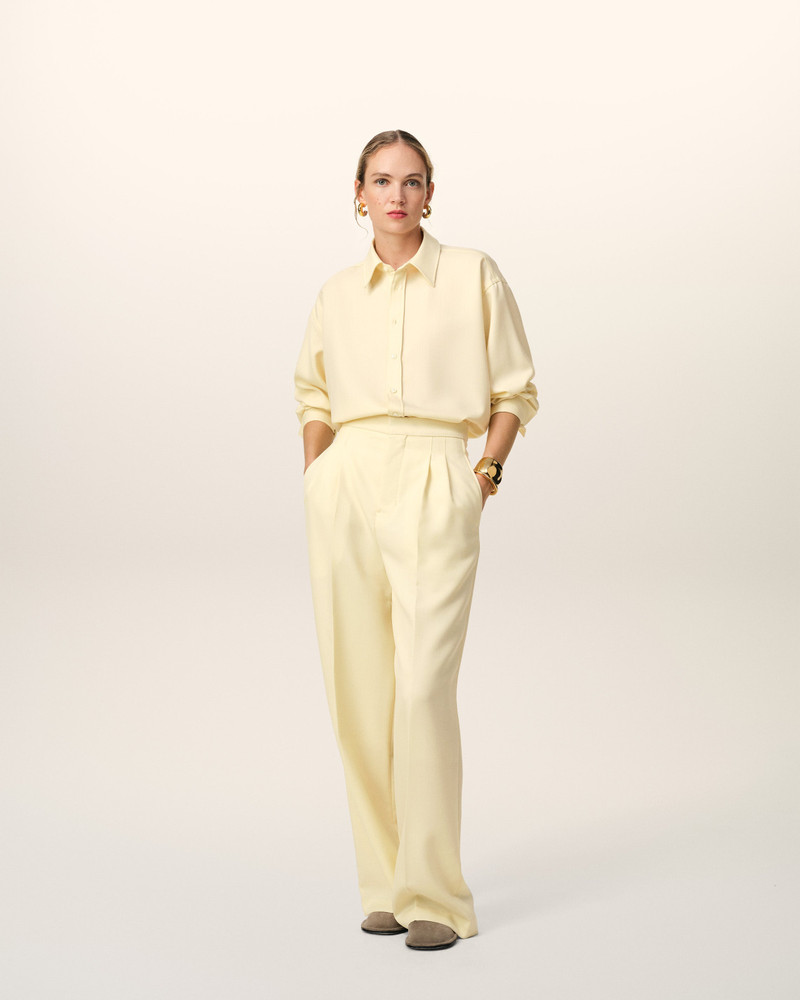 YELLOW WOOL BACK SLIT LOOSE SHIRT 1