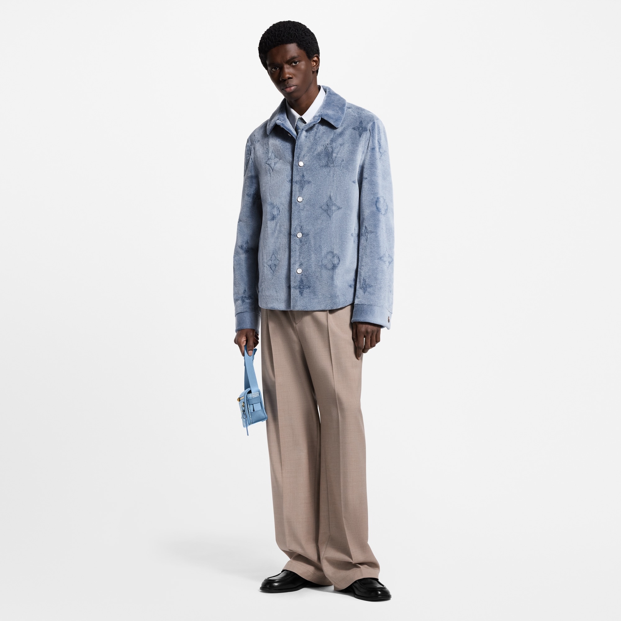 Mink Perforated Monogram Overshirt - 4