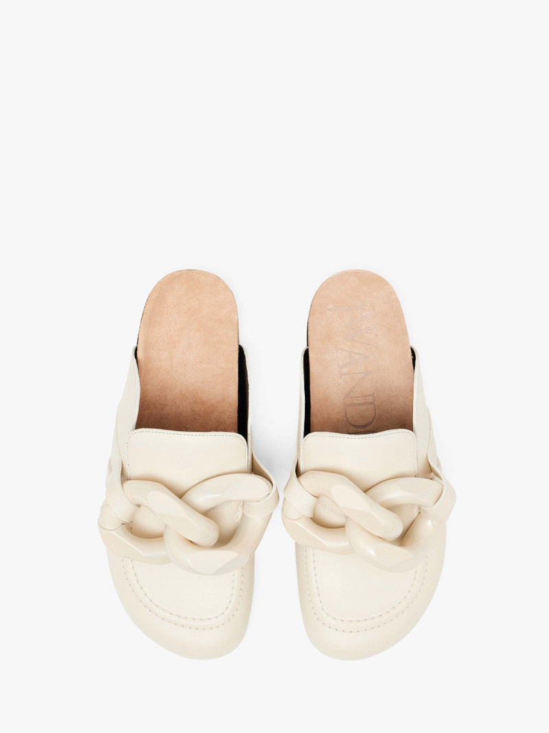 CHAIN LOAFER LEATHER MULES 4