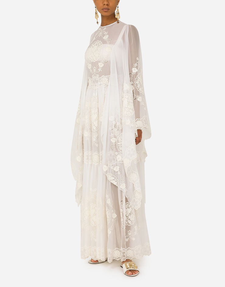 Long embroidered chiffon dress - 4