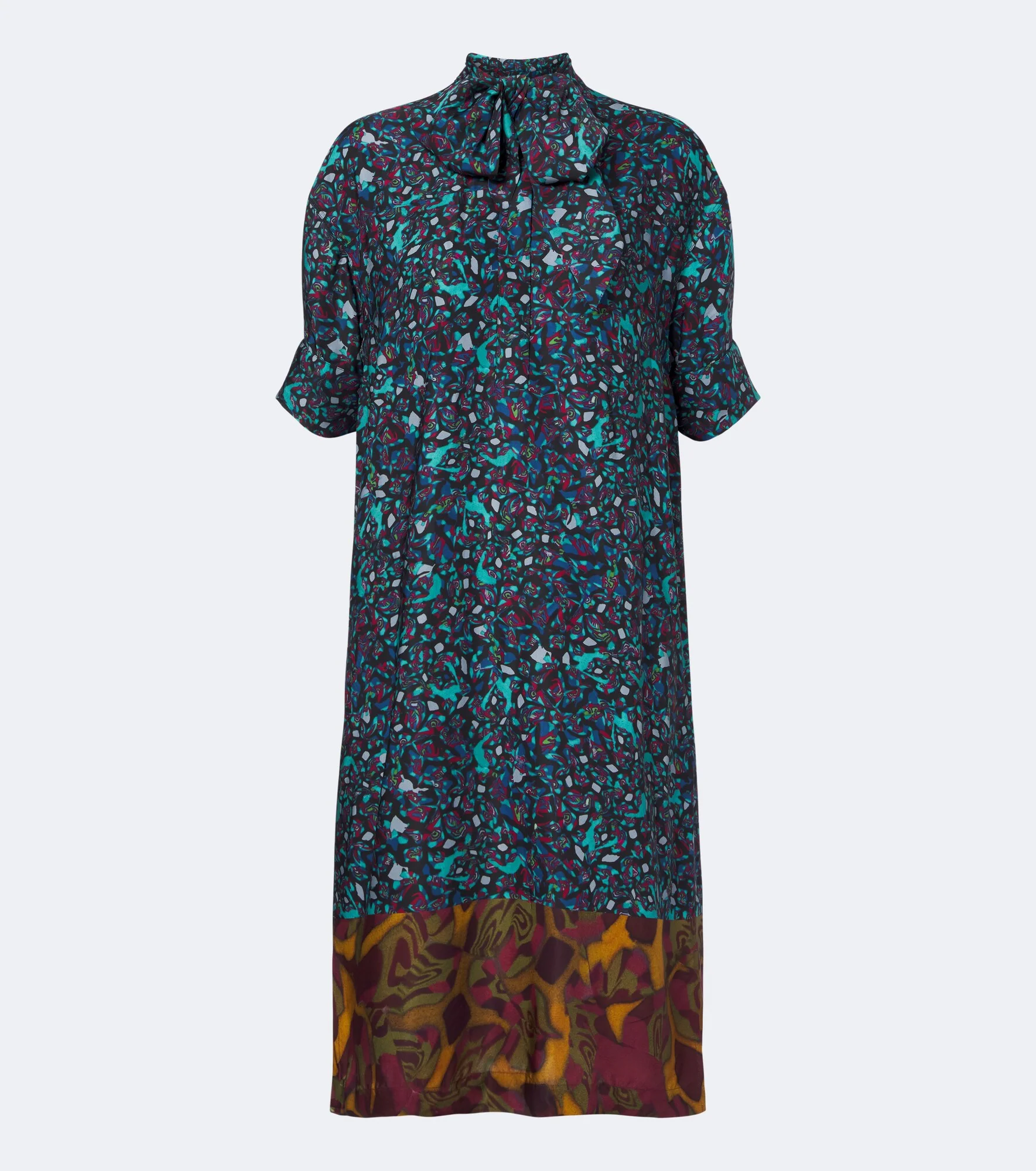 Printed tie-neck midi dress - 1