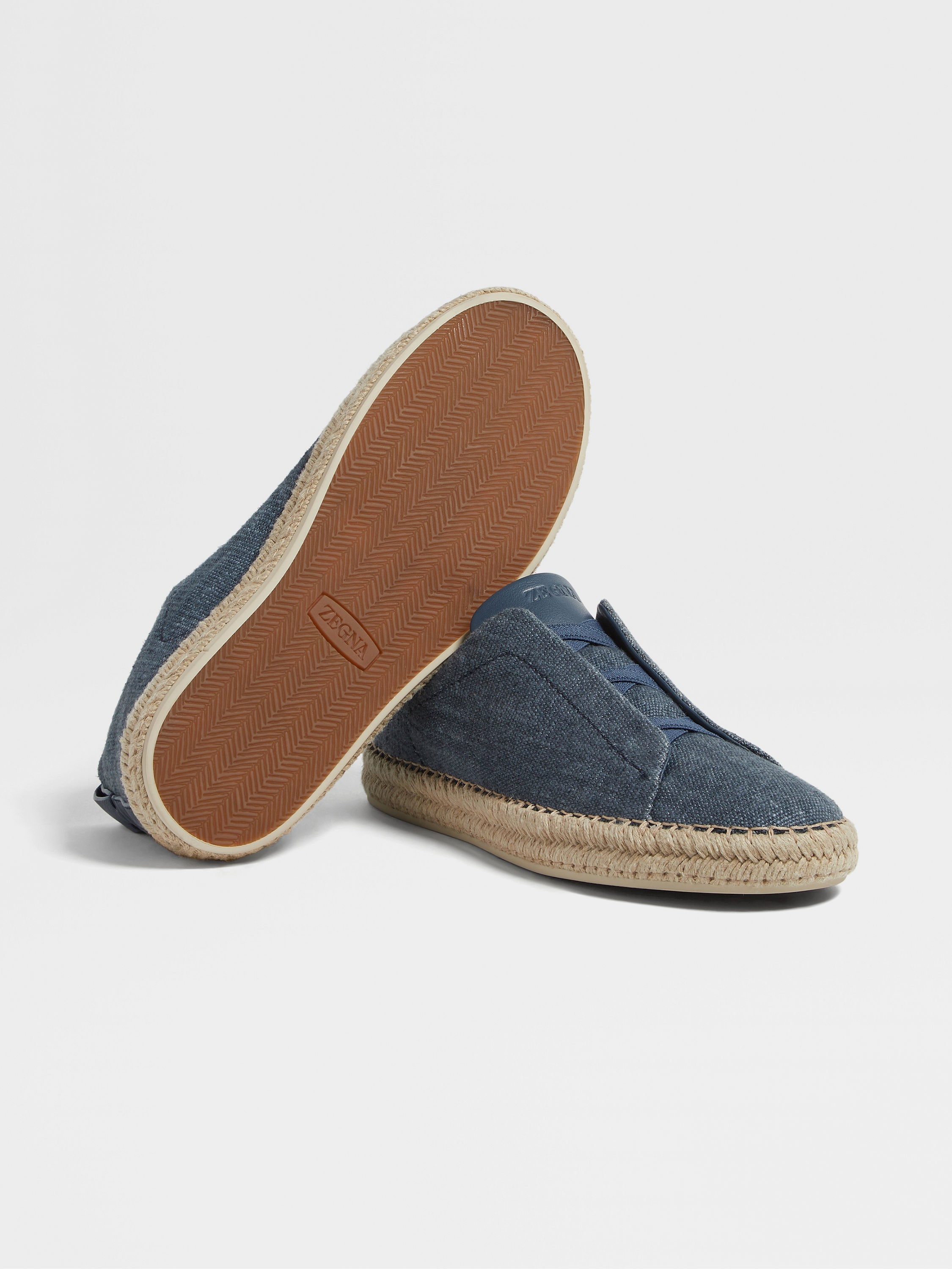 BLUE LINEN BLEND TRIPLE STITCH™ ESPADRILLES - 5