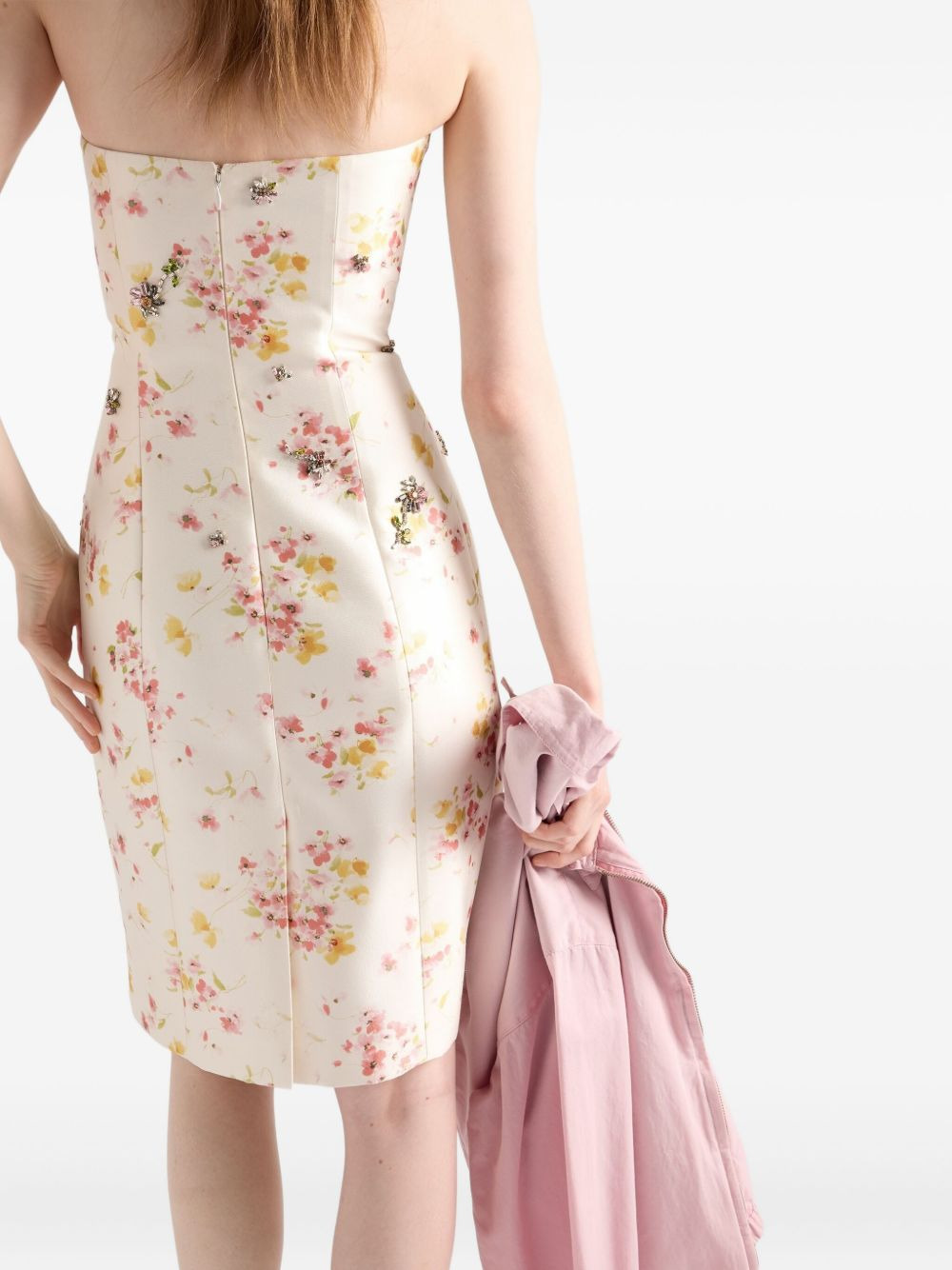 floral-print embellished dress - 3