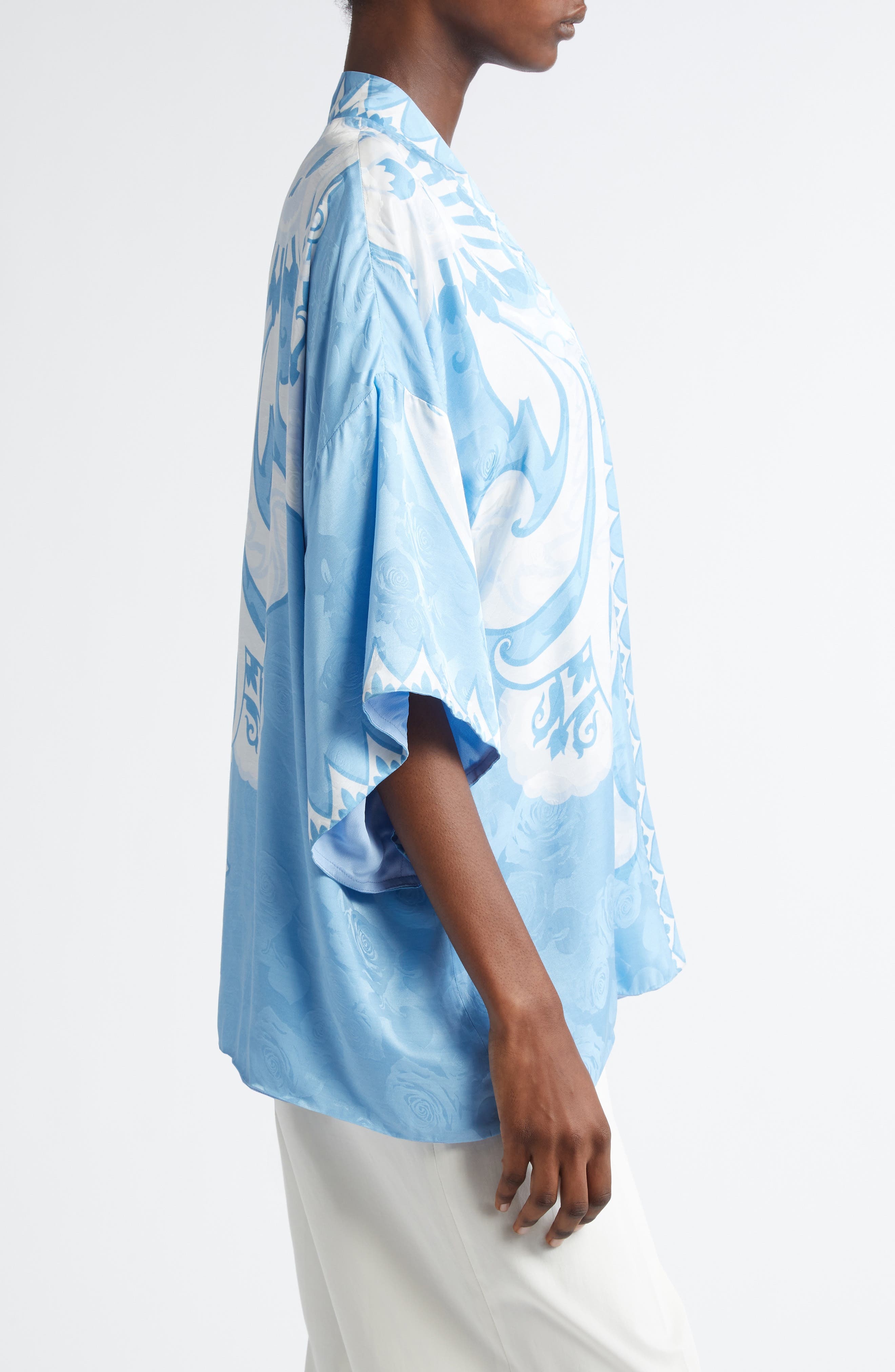 Etro Floral Paisley Print Open Front Jacket in Stampa F.do Viola at Nordstrom - 3