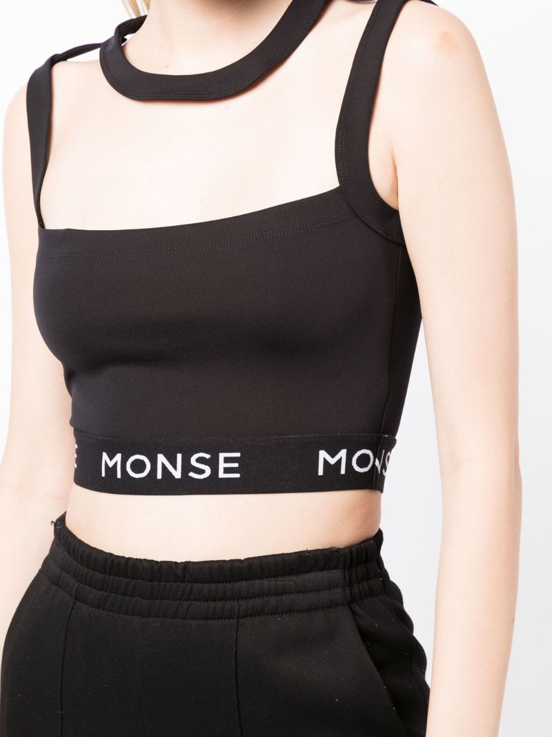 logo-print panelled crop top 5