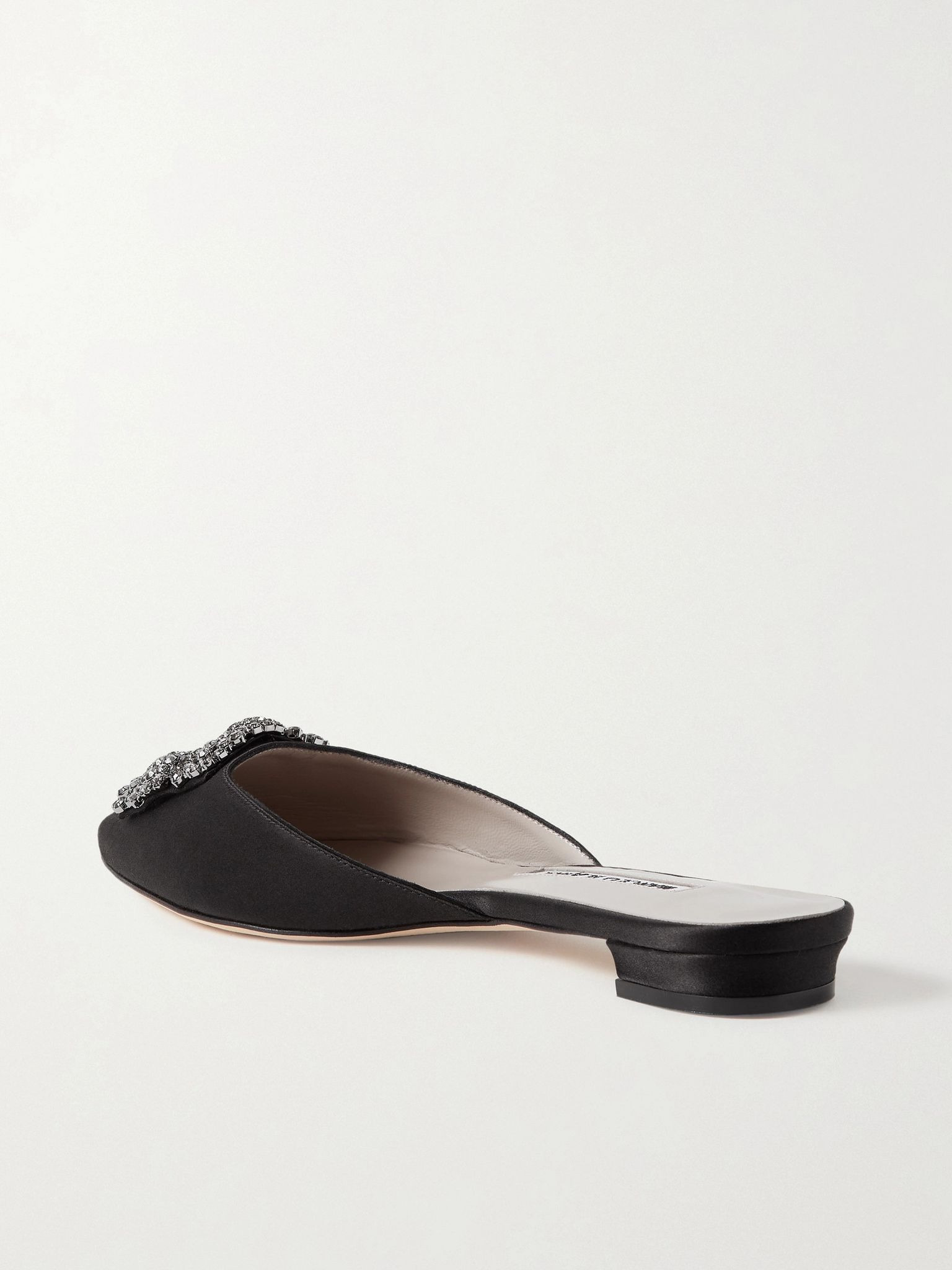 Hangisi crystal-embellished satin slippers Black - 3