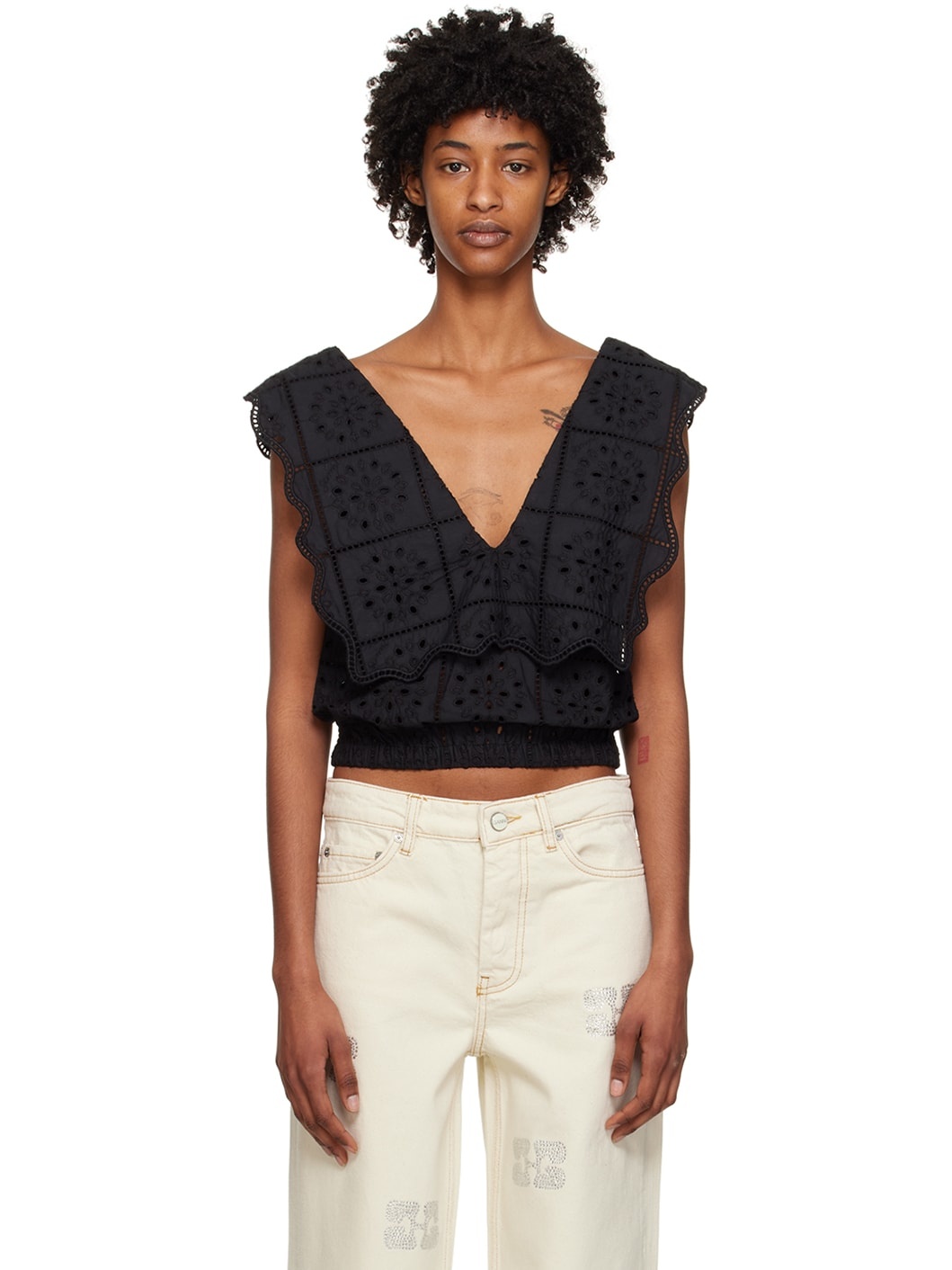 Black Rhythm Collar Tank Top - 1