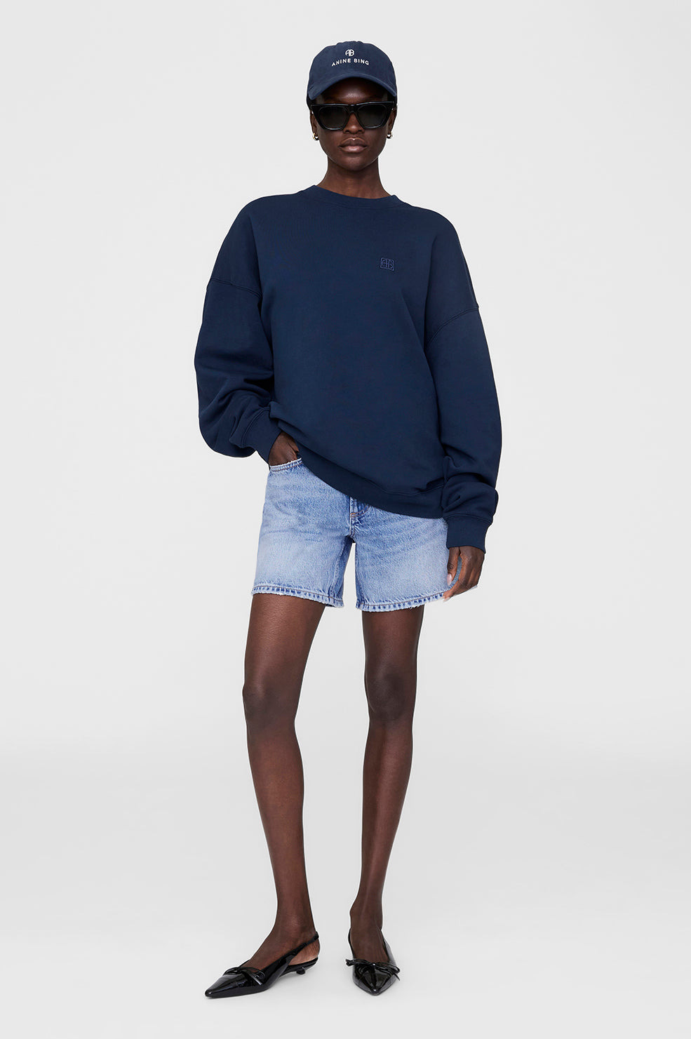 Miles Sweatshirt Framed Monogram - Washed Navy - 2