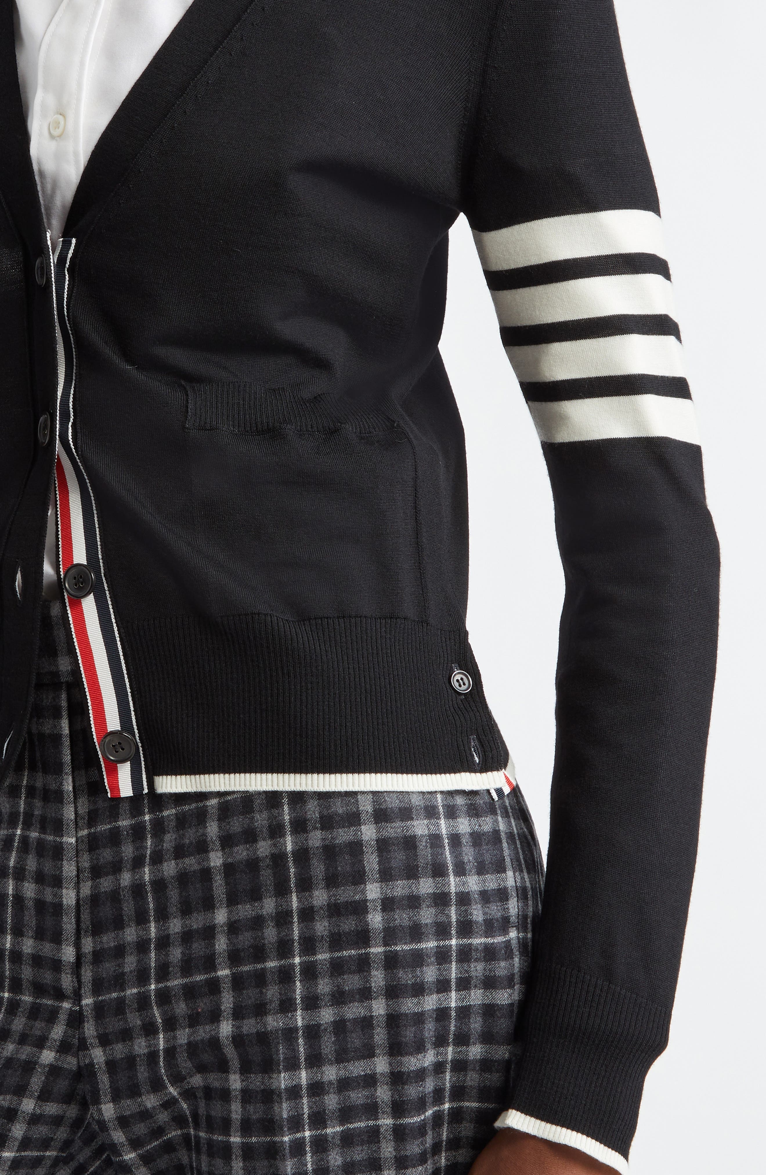 Thom Browne 4-Bar Virgin Wool Cardigan in Black at Nordstrom - 5