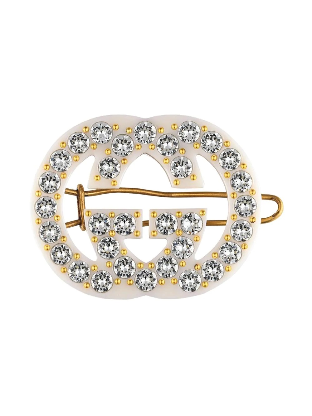 crystal-embellished interlocking G hair slide - 1