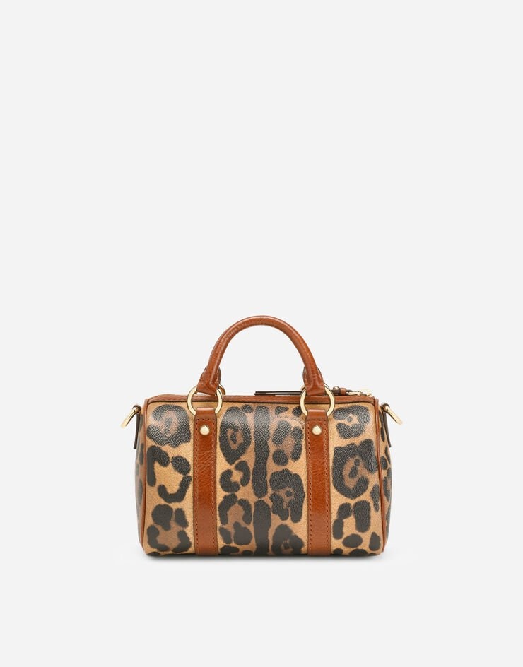 Small box satchel in leopard-print Crespo with branded plate - 4