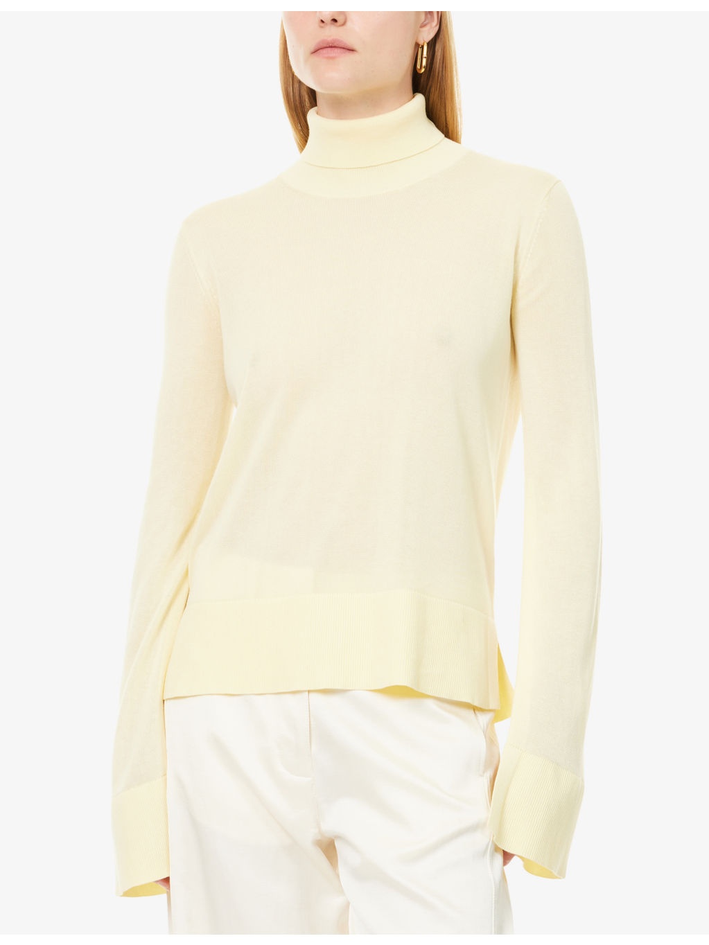 Turtleneck Slit-Sleeve Cashmere-Blend Knitted Top - 3