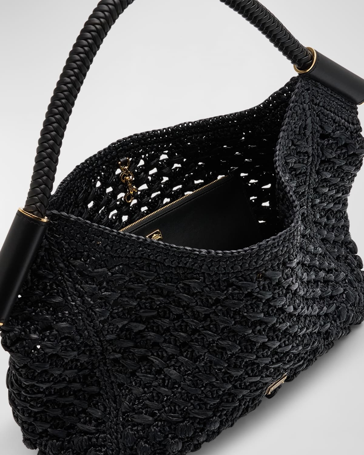 Raffia & Leather Top-Handle Bag - 3