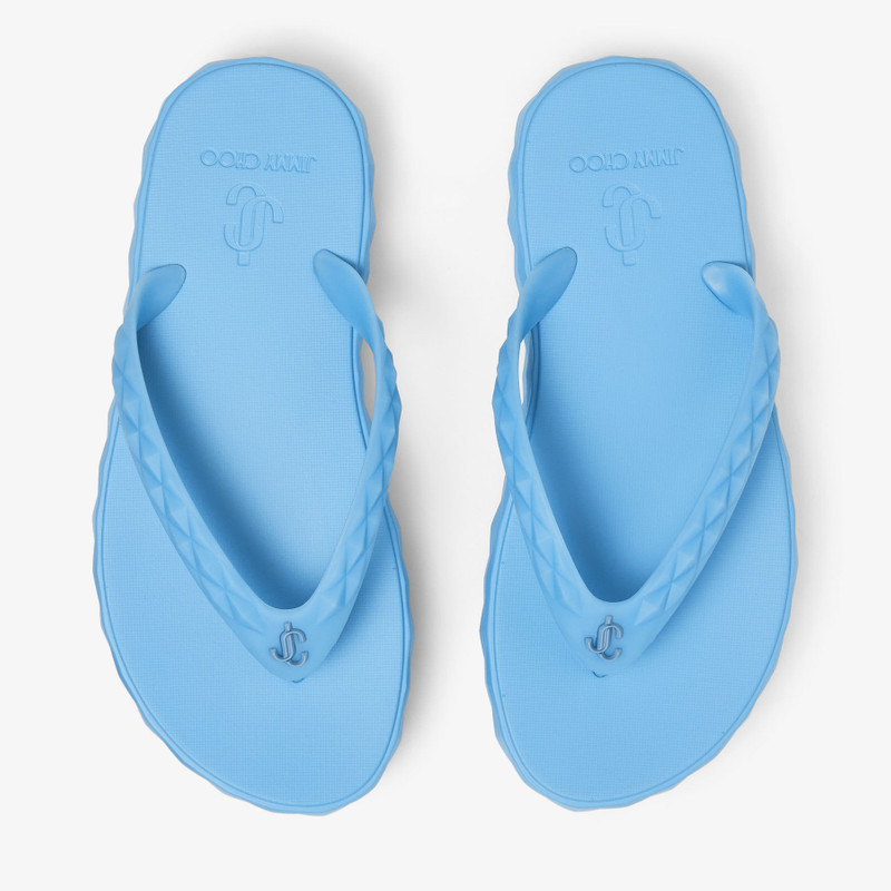 Diamond Flip Flop Dusty Blue Rubber Flats 4