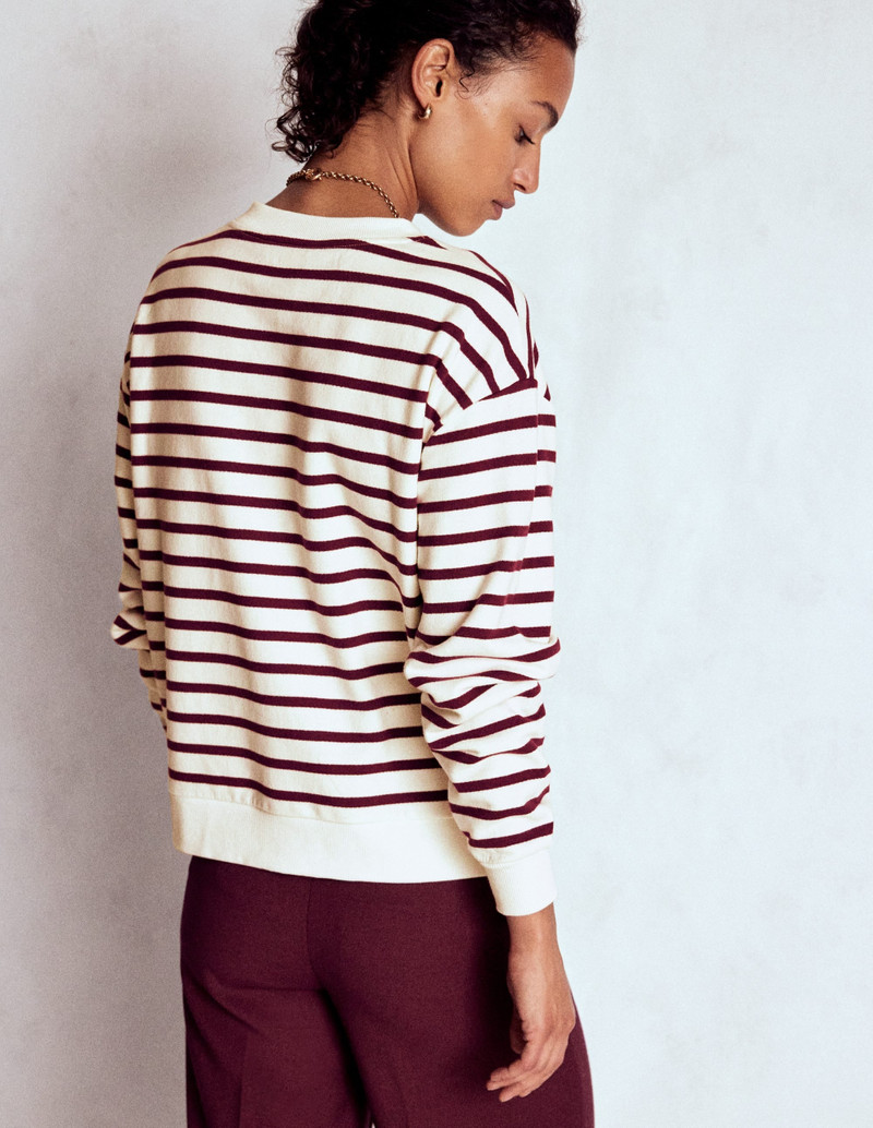Button Detail Sweatshirt-Deep Wisteria, Ivory 4
