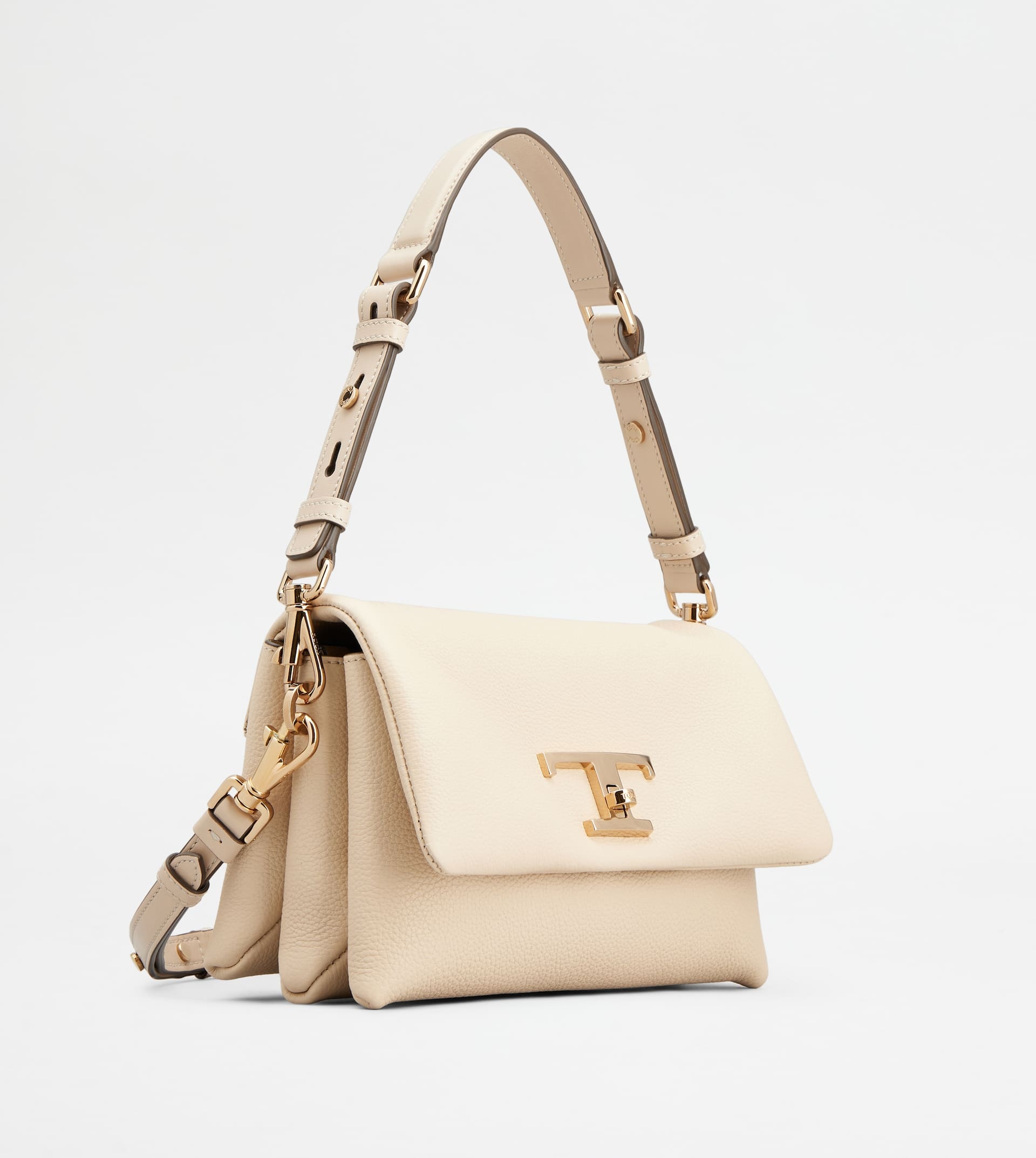 T TIMELESS FLAP BAG IN LEATHER MINI - BEIGE - 3