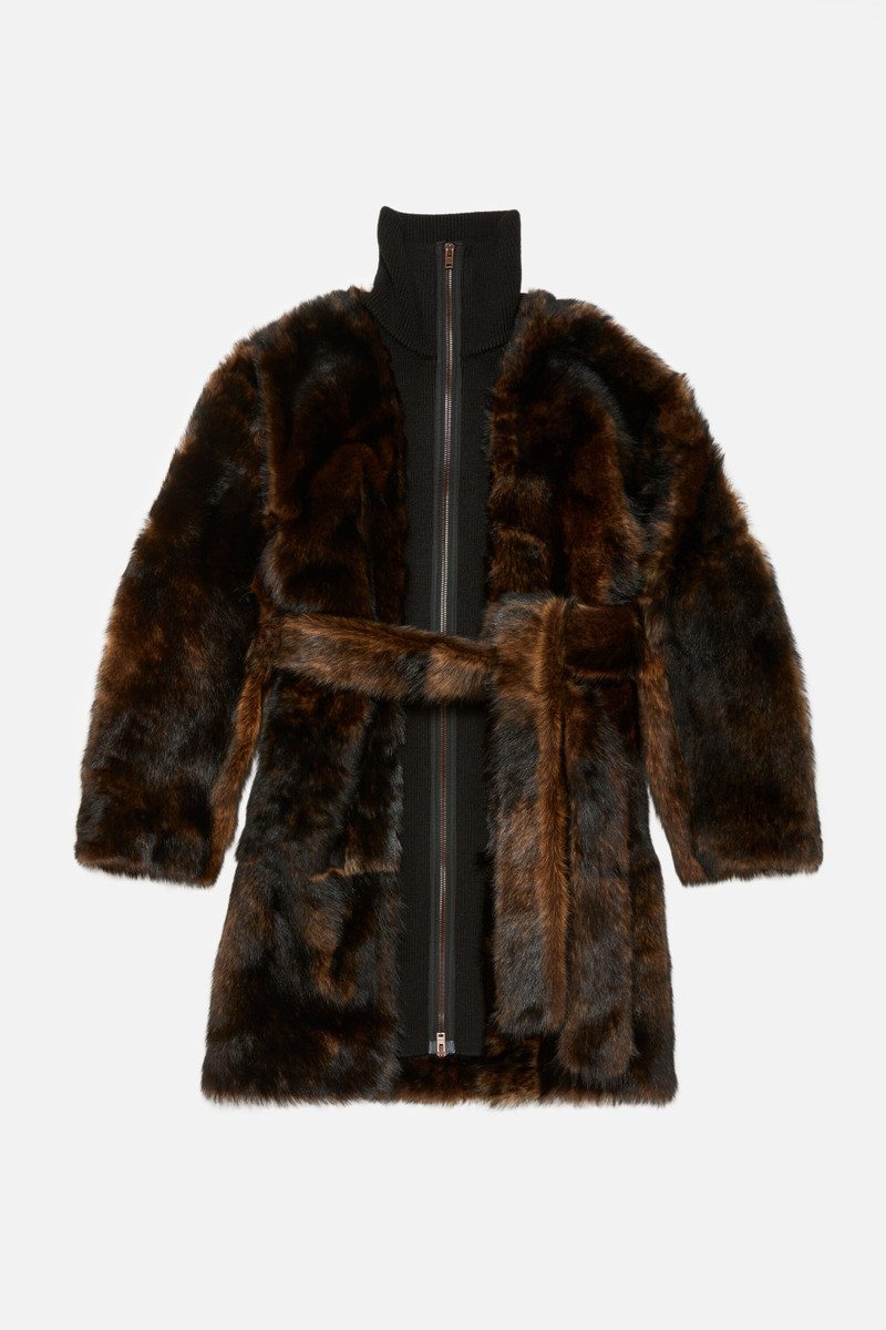 Layered leather jacket - Brown 1