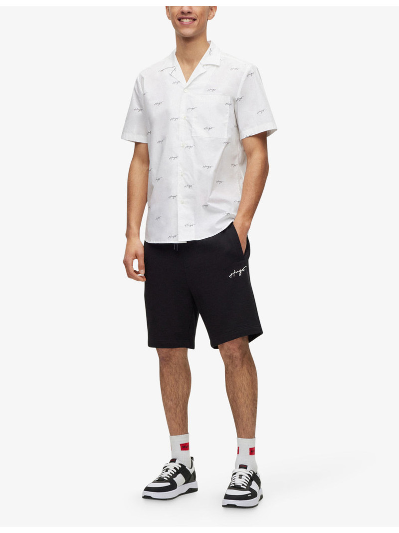 HUGO Leisure logo-print relaxed-fit cotton poplin shirt outlook