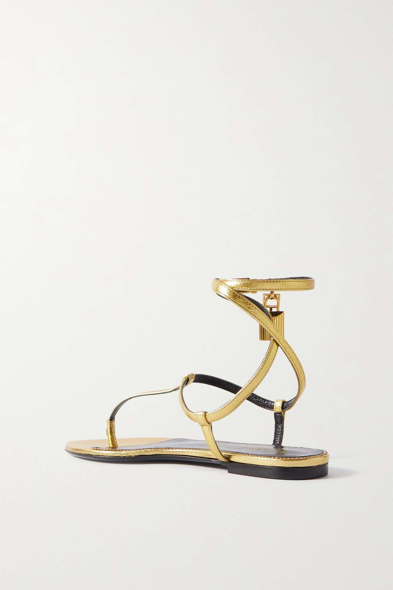 Padlock metallic leather sandals 3