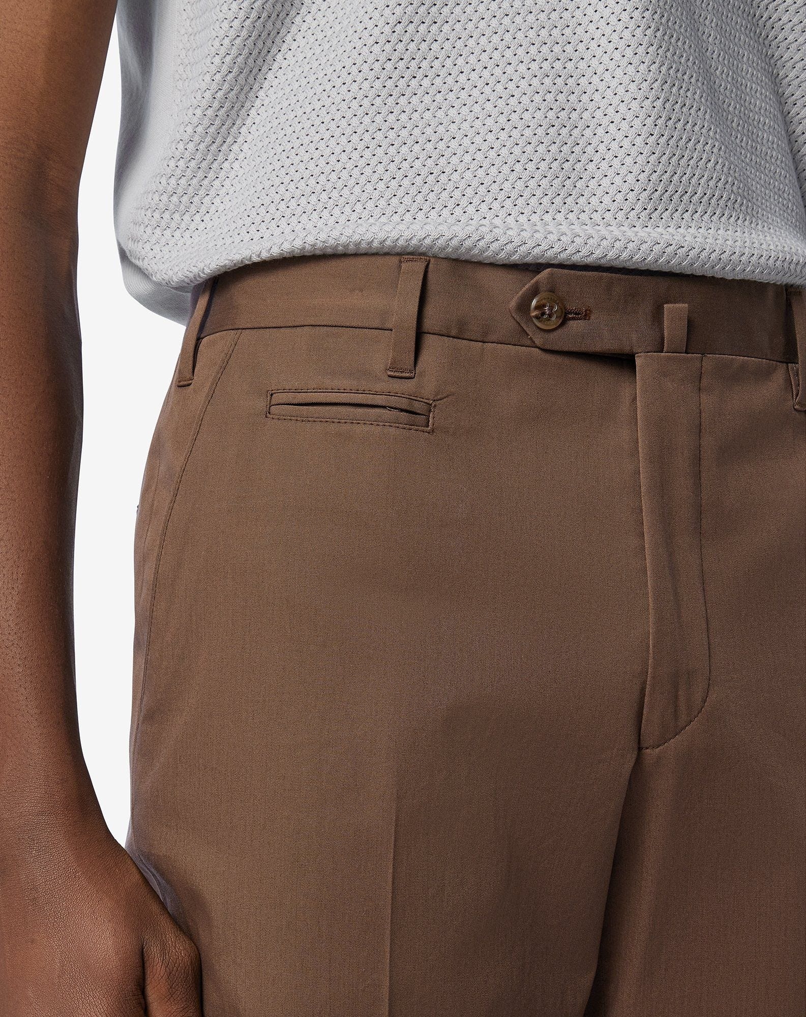 Brown stretch cotton gabardine trousers - 5