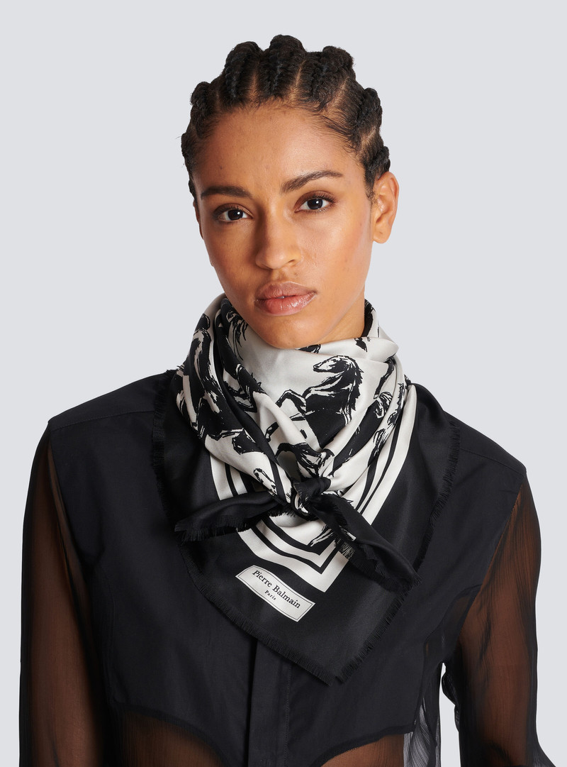 Balmain Pierre Balmain horse print silk square outlook