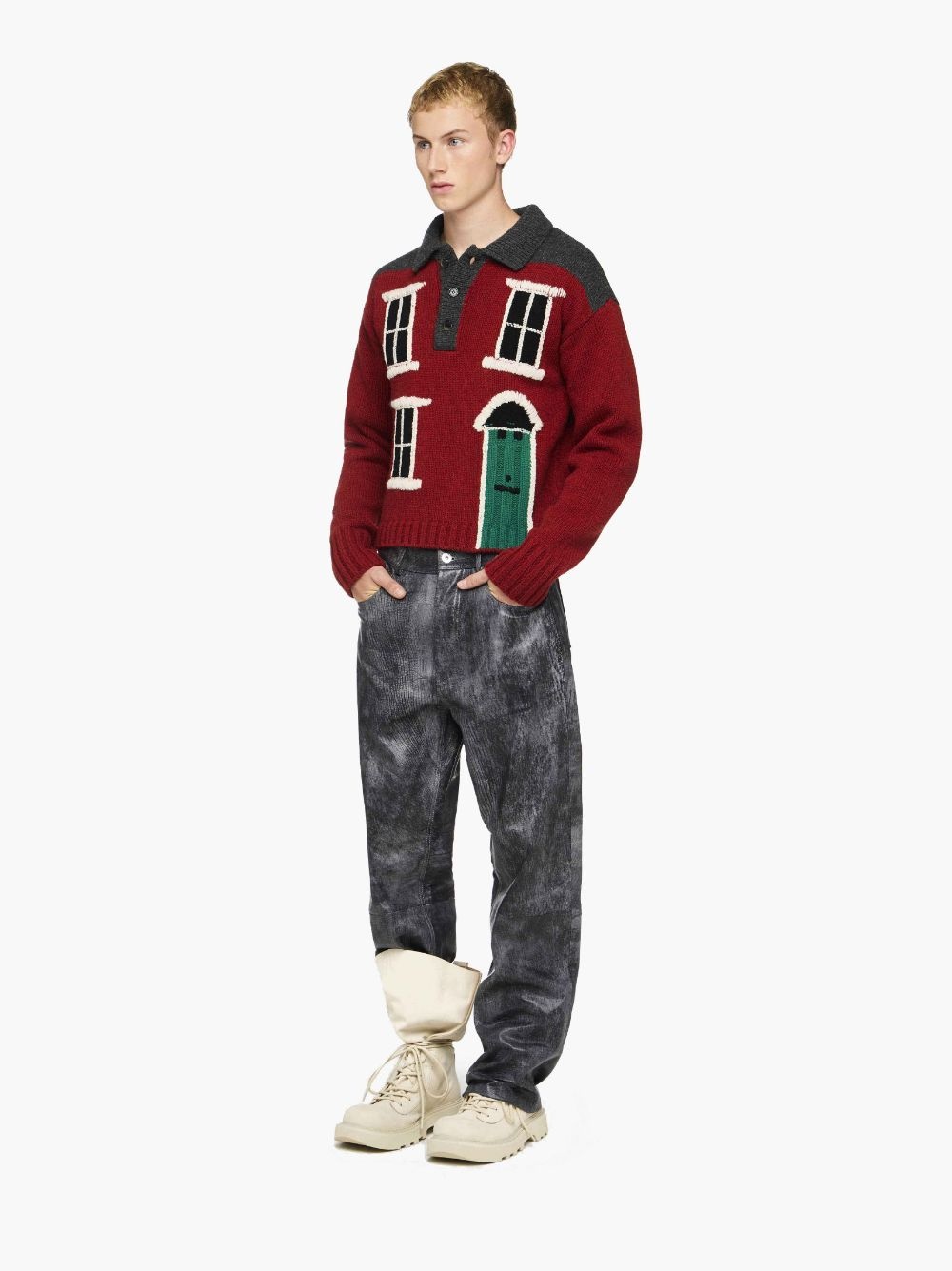 HOUSE' INTARSIA POLO SWEATER - 4