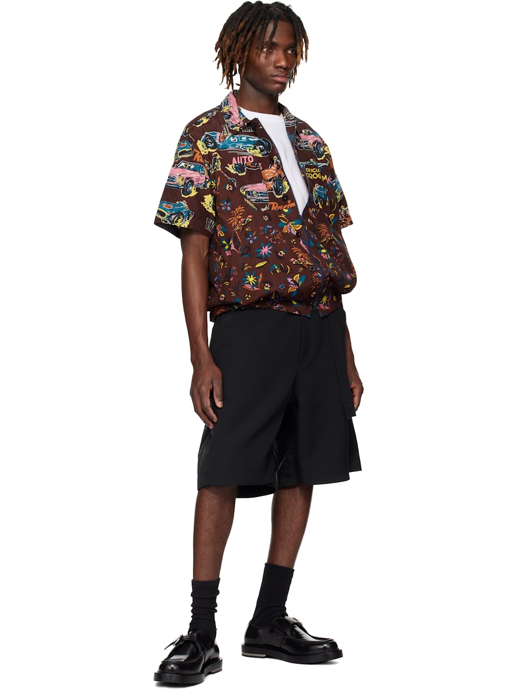 Black Matelasse Twill Mix Shorts - 4