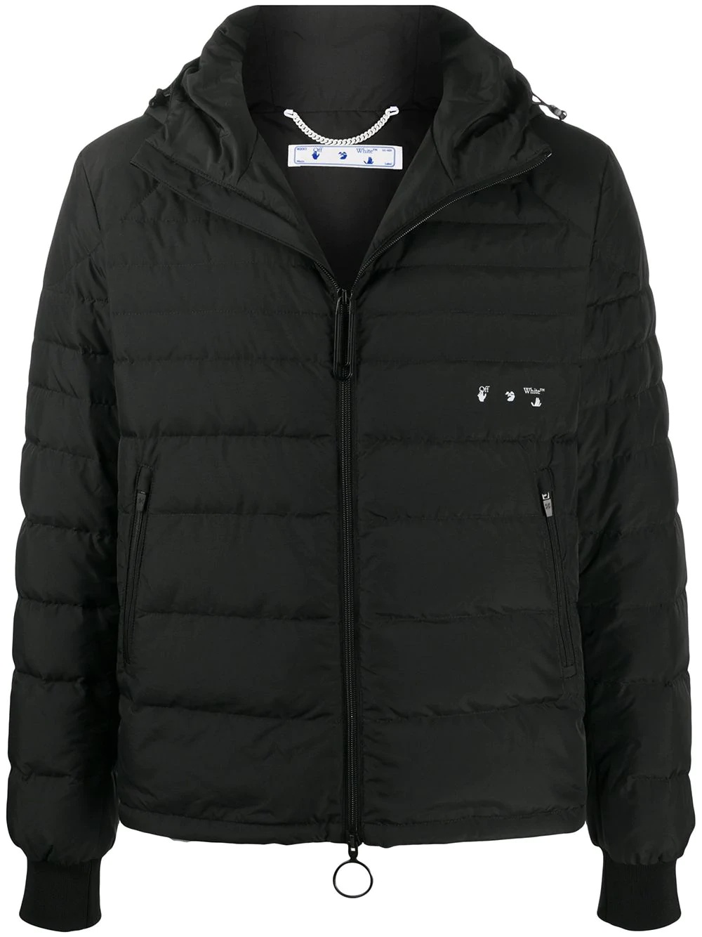 logo print zipped puffer jacket - 1