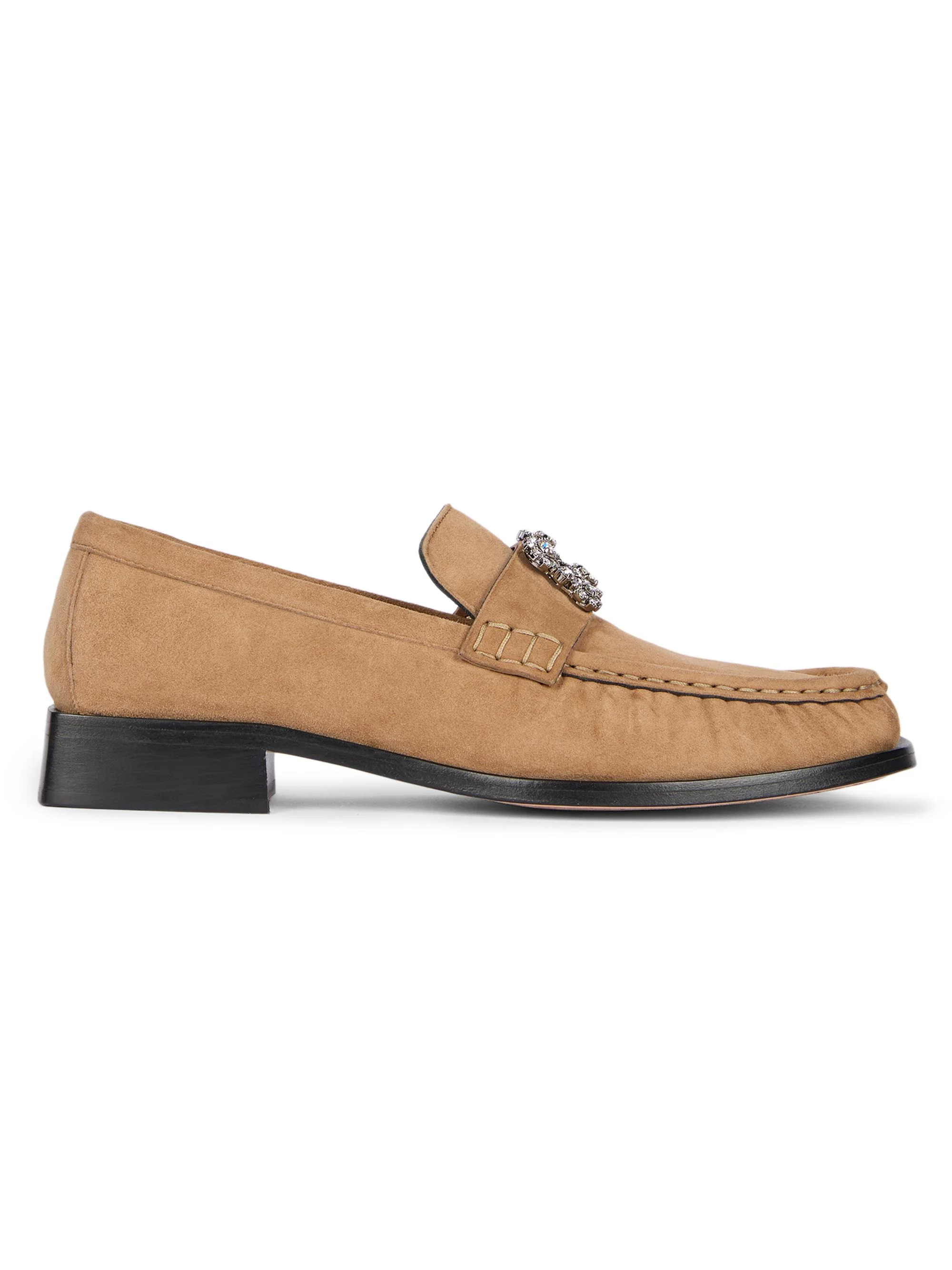Women's Viv Moc 25MM Embellished Suede Loafers - Tabacco Chiaro - 1