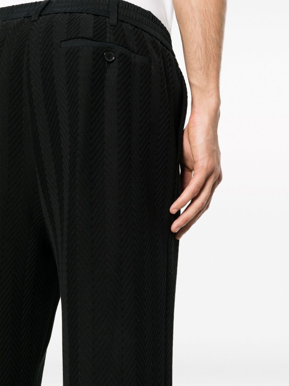 chevron-knit straight-leg trousers - 5