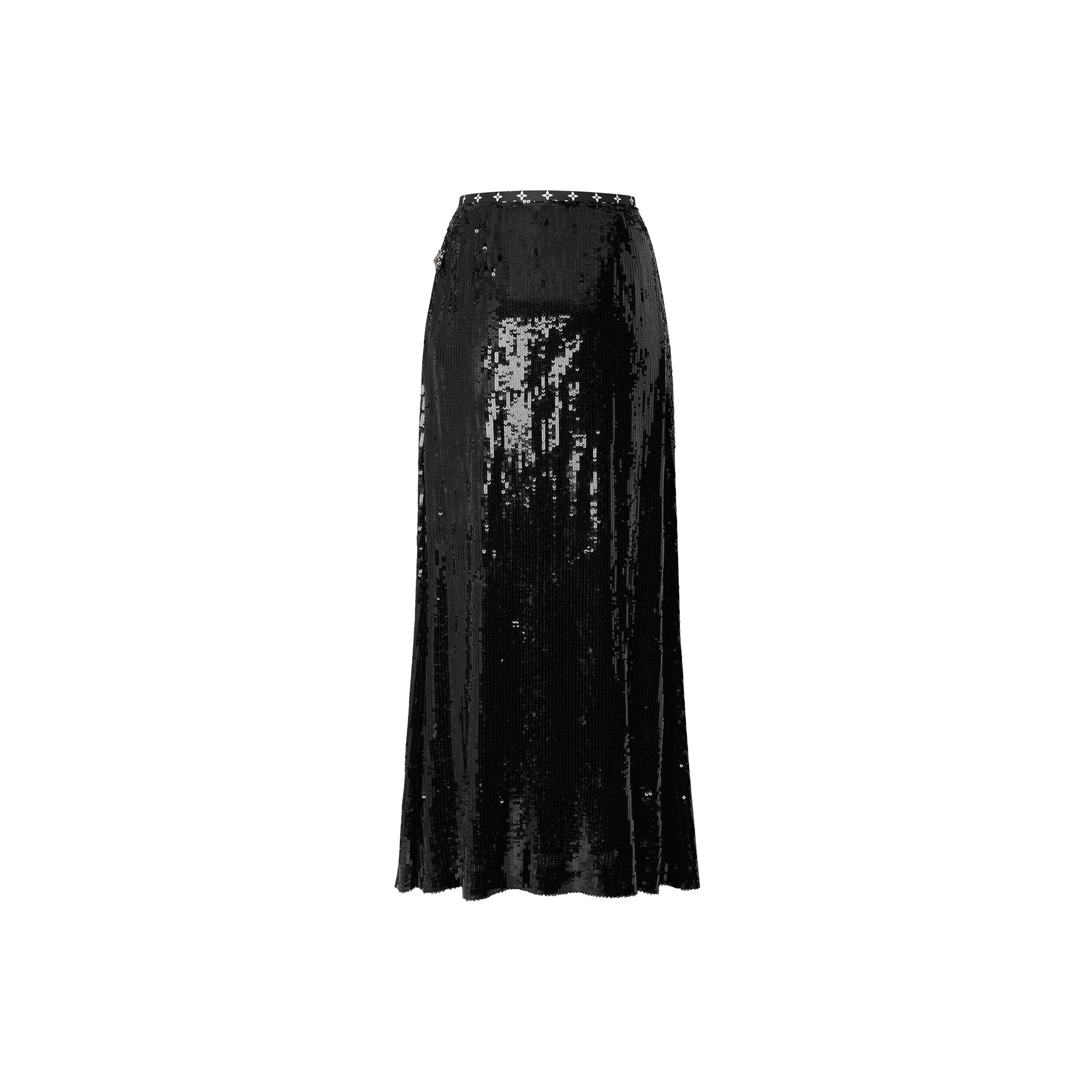 LV Night Sequin Floor-Length Skirt - 3