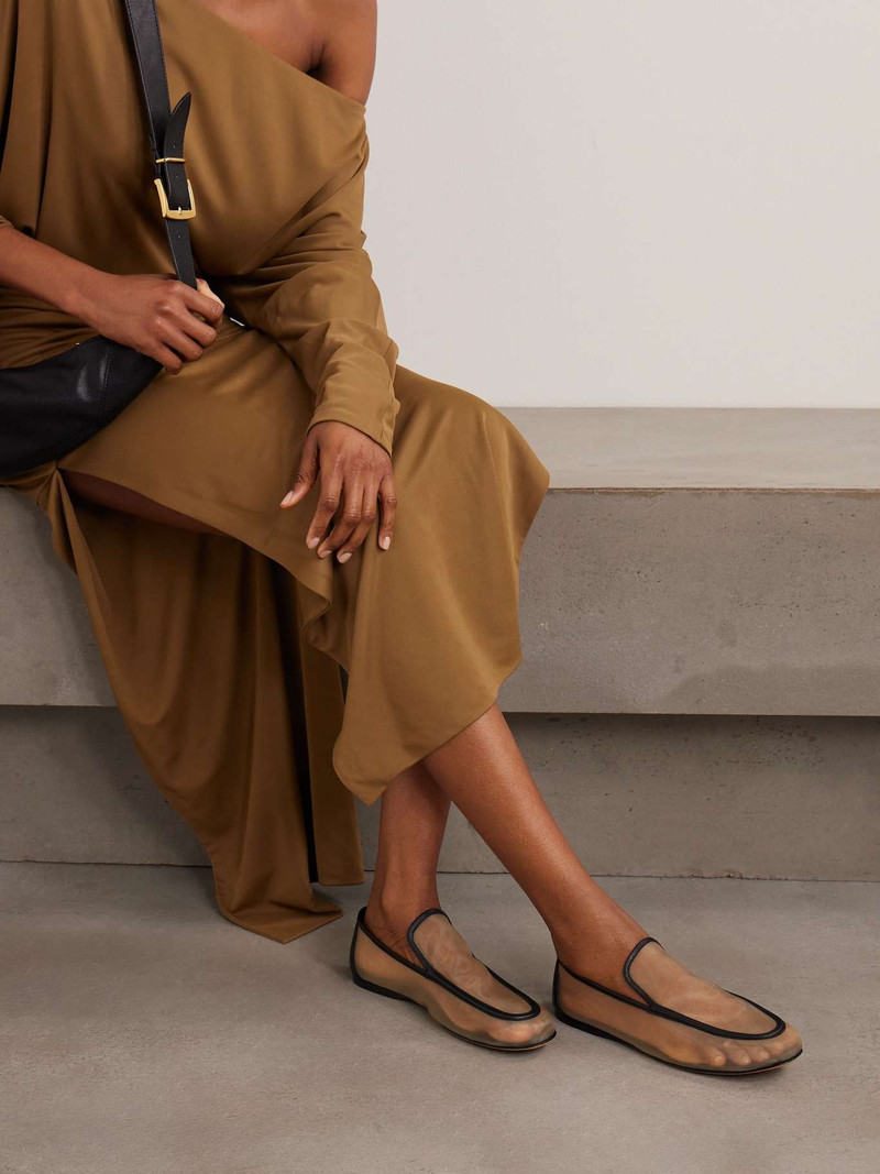 KHAITE Alessio leather-trimmed mesh loafers outlook