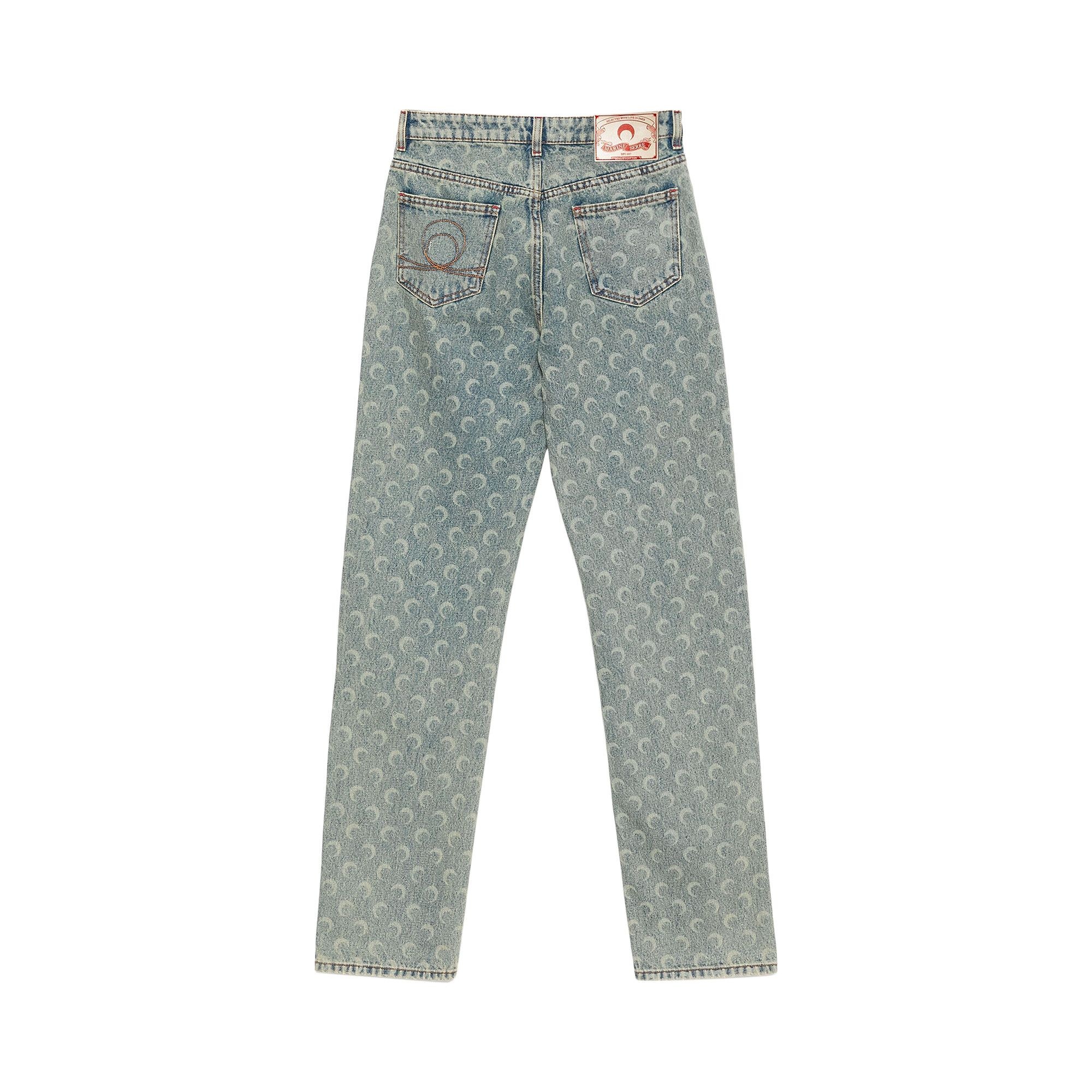 Marine Serre Moon Laser Denim Baggy Jeans 'Light Beige' - 2