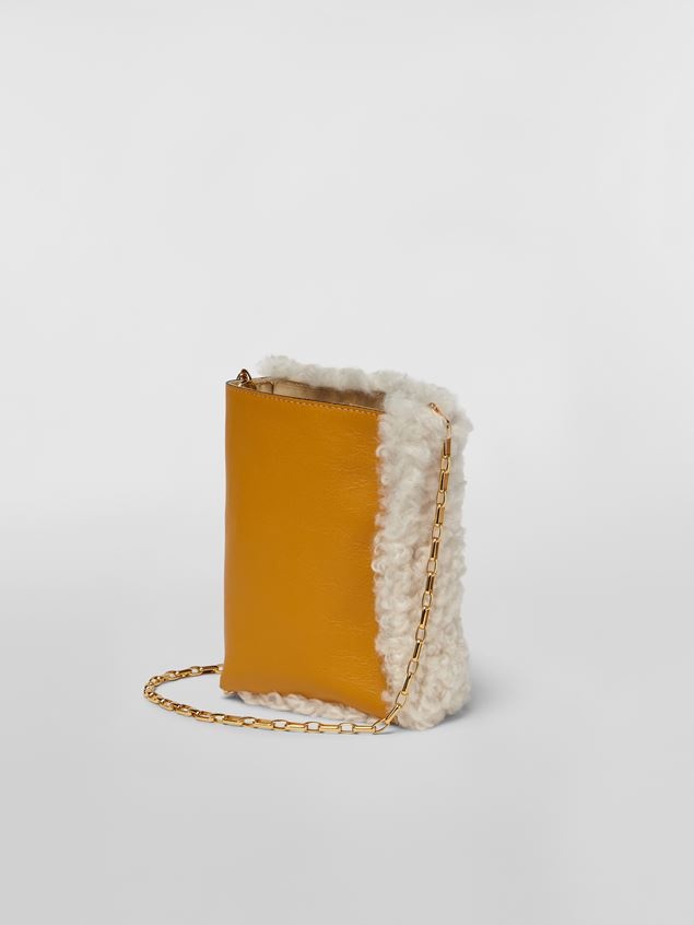MUSEO SOFT BAG IN YELLOW AND GREEN SHEARLING AND CALF LEATHER - 3