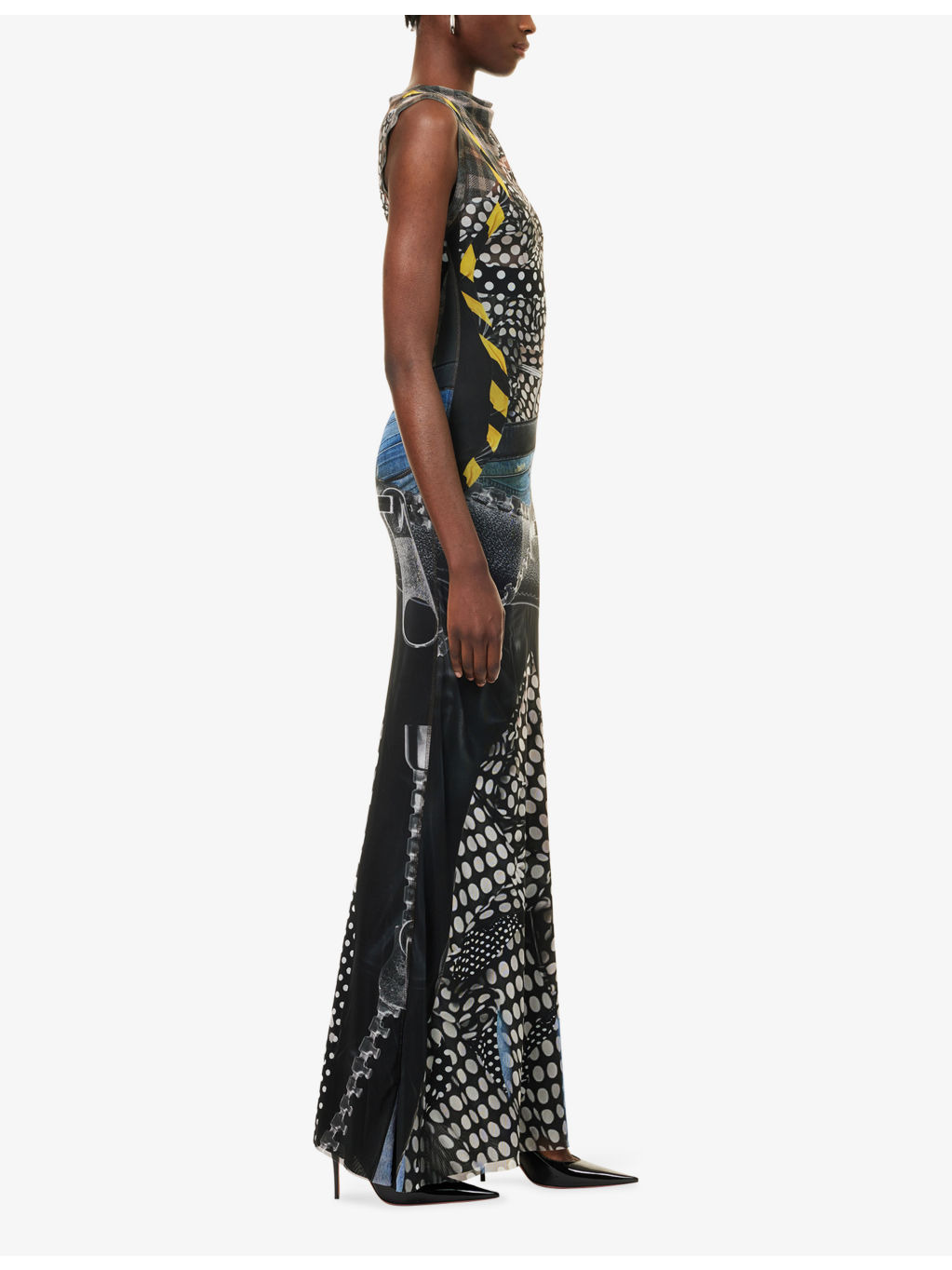 Mesh Graphic-Print Stretch-Woven Maxi Dress - 3
