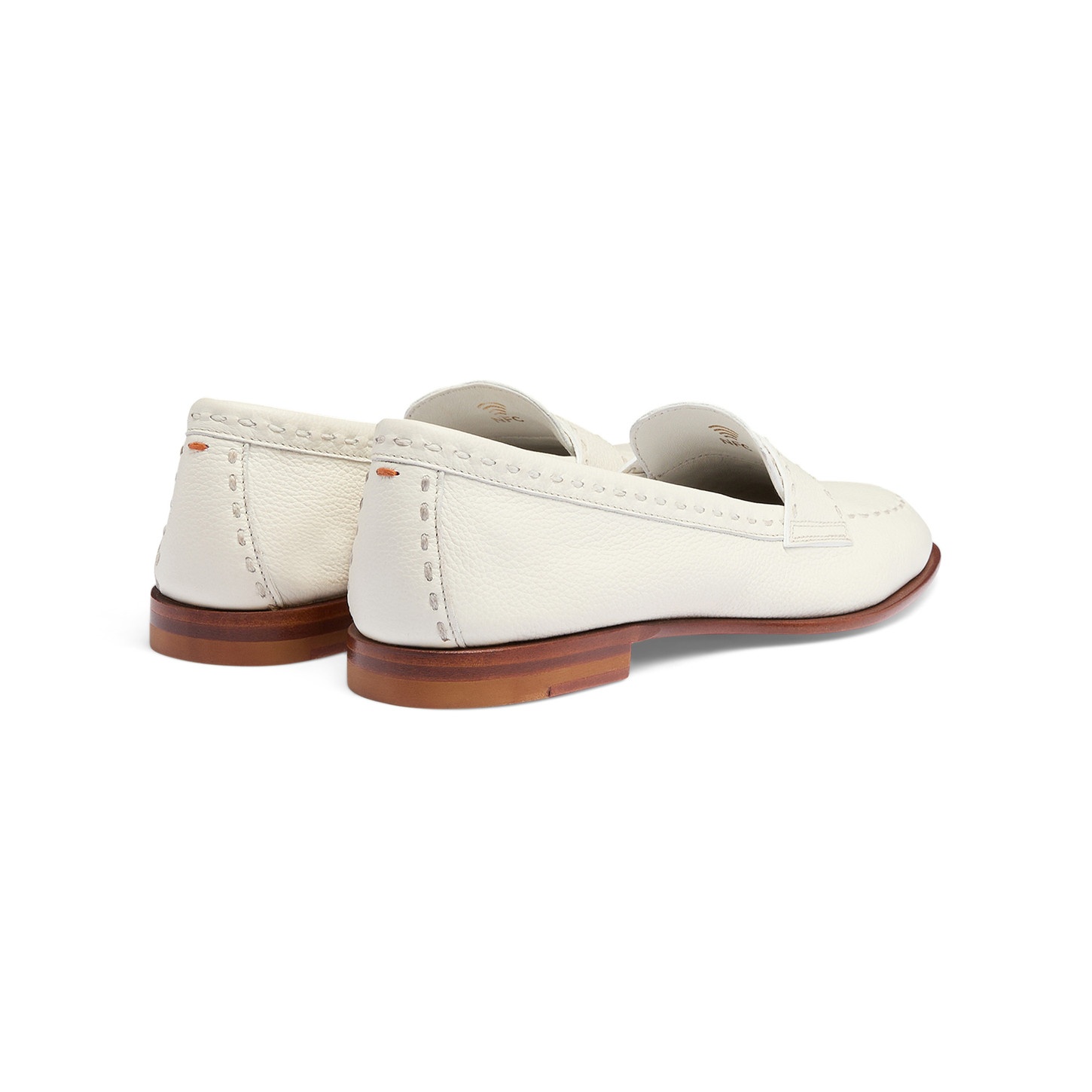 Women's white tumbled leather penny loafer - 4