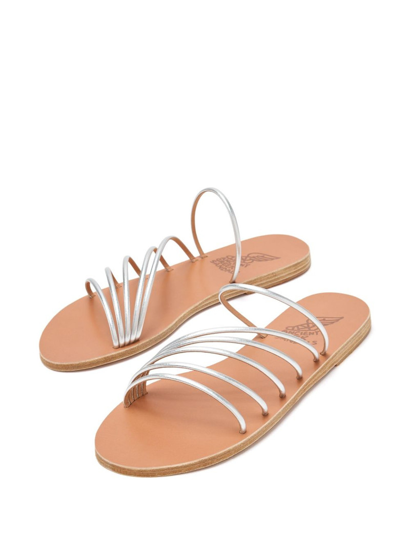 ANCIENT GREEK SANDALS Adriani metallic leather five-strap flat sandals outlook
