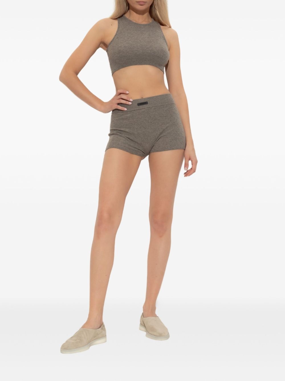 ribbed-knit shorts - 2