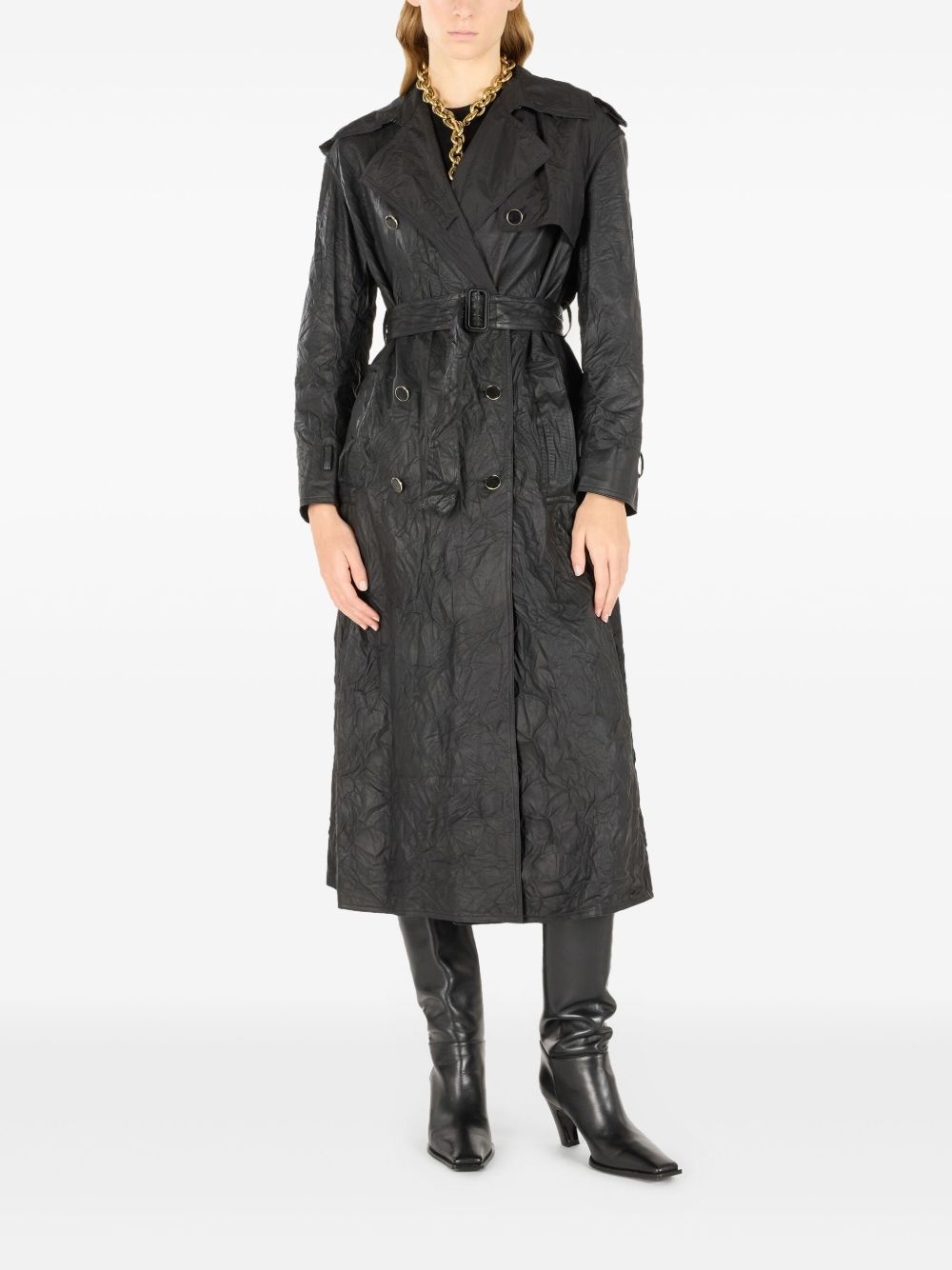 crinkled trench coat - 3