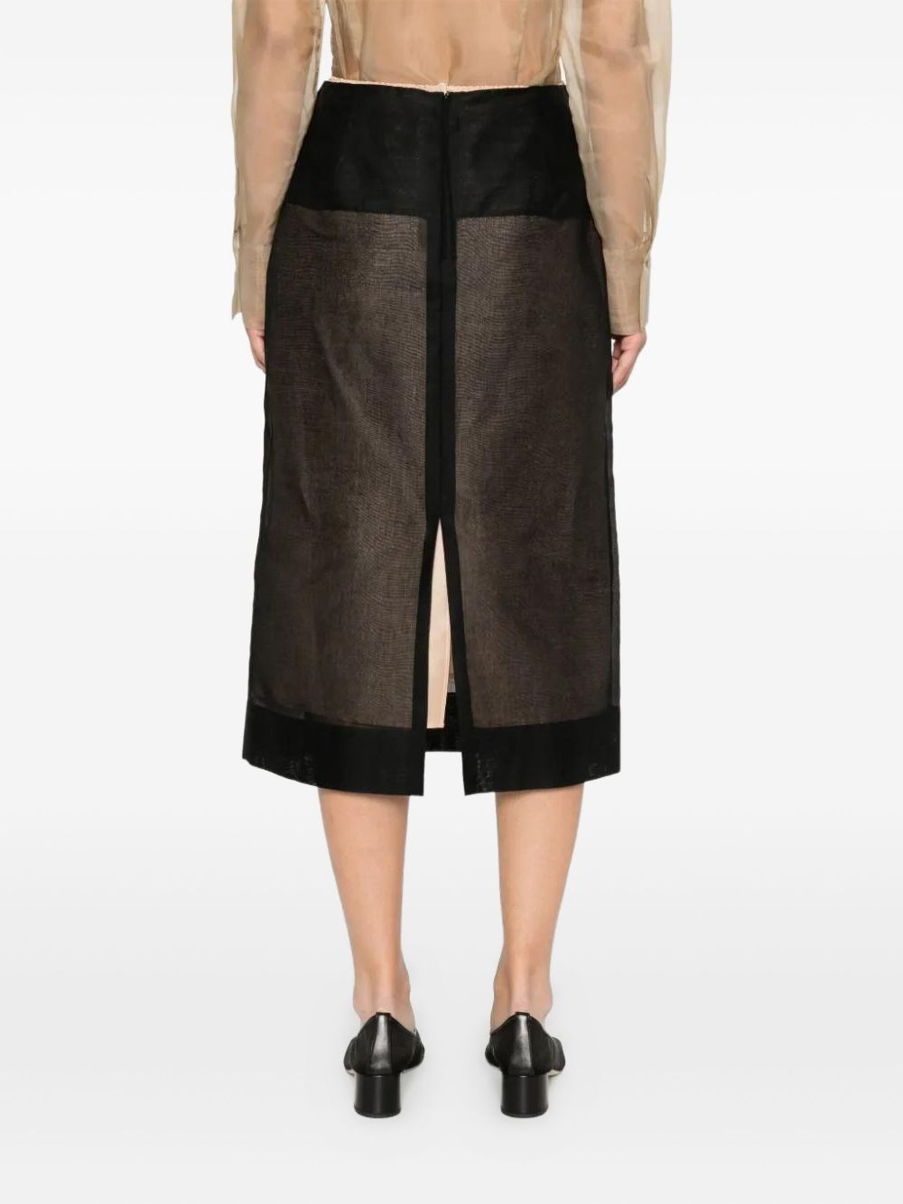 sheer panelled straight midi skirt - 4