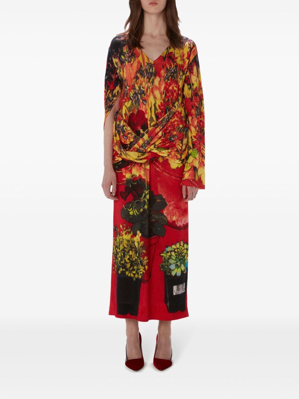 drape-front asymmetric dress - 2